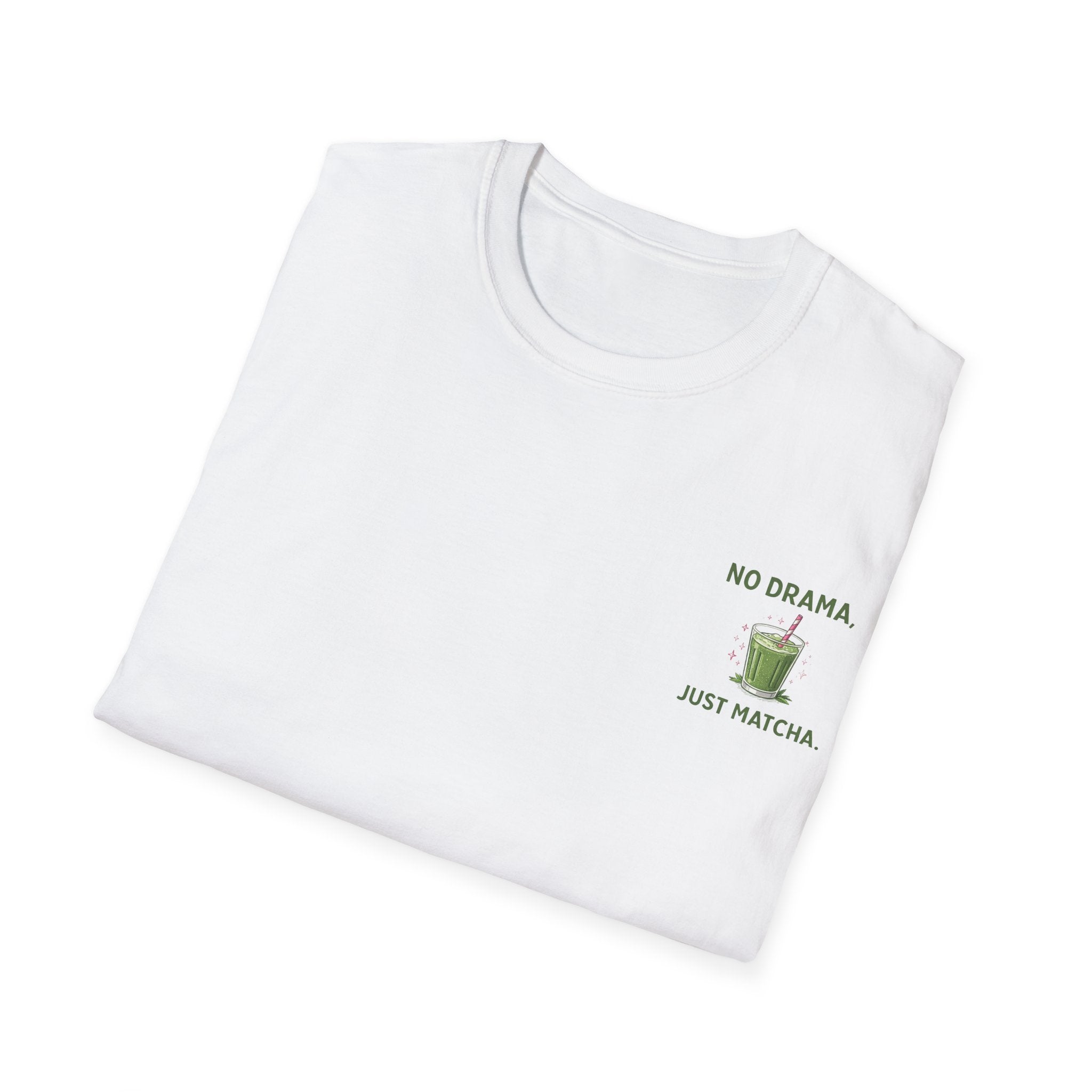 Matcha Pocket Tee — "No Drama Just Matcha" Graphic T-Shirt 🧃
