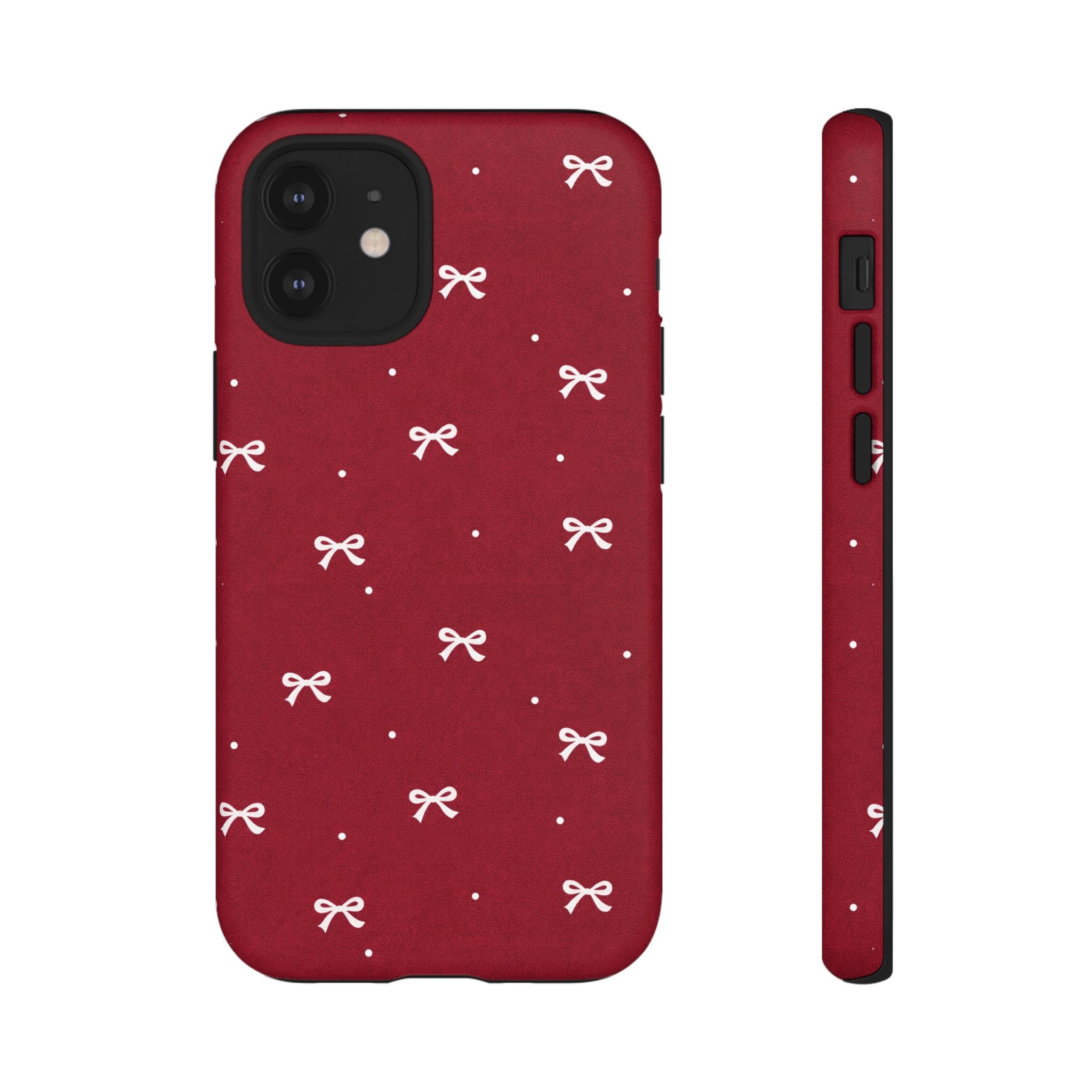 Red Bow Pattern Phone Case | Cute Minimal iPhone Case | Vintage Coquette Aesthetic Cover | Tough Protective Case