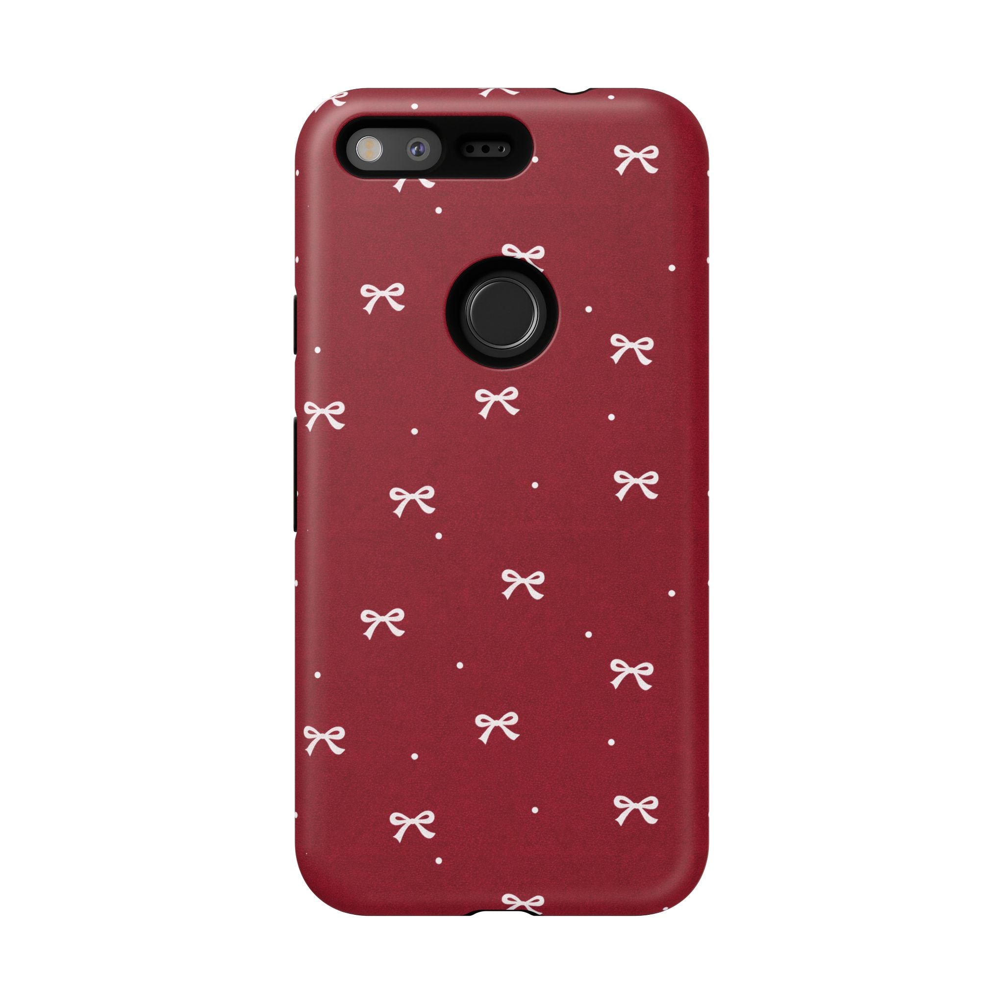 Red Bow Pattern Phone Case | Cute Minimal iPhone Case | Vintage Coquette Aesthetic Cover | Tough Protective Case