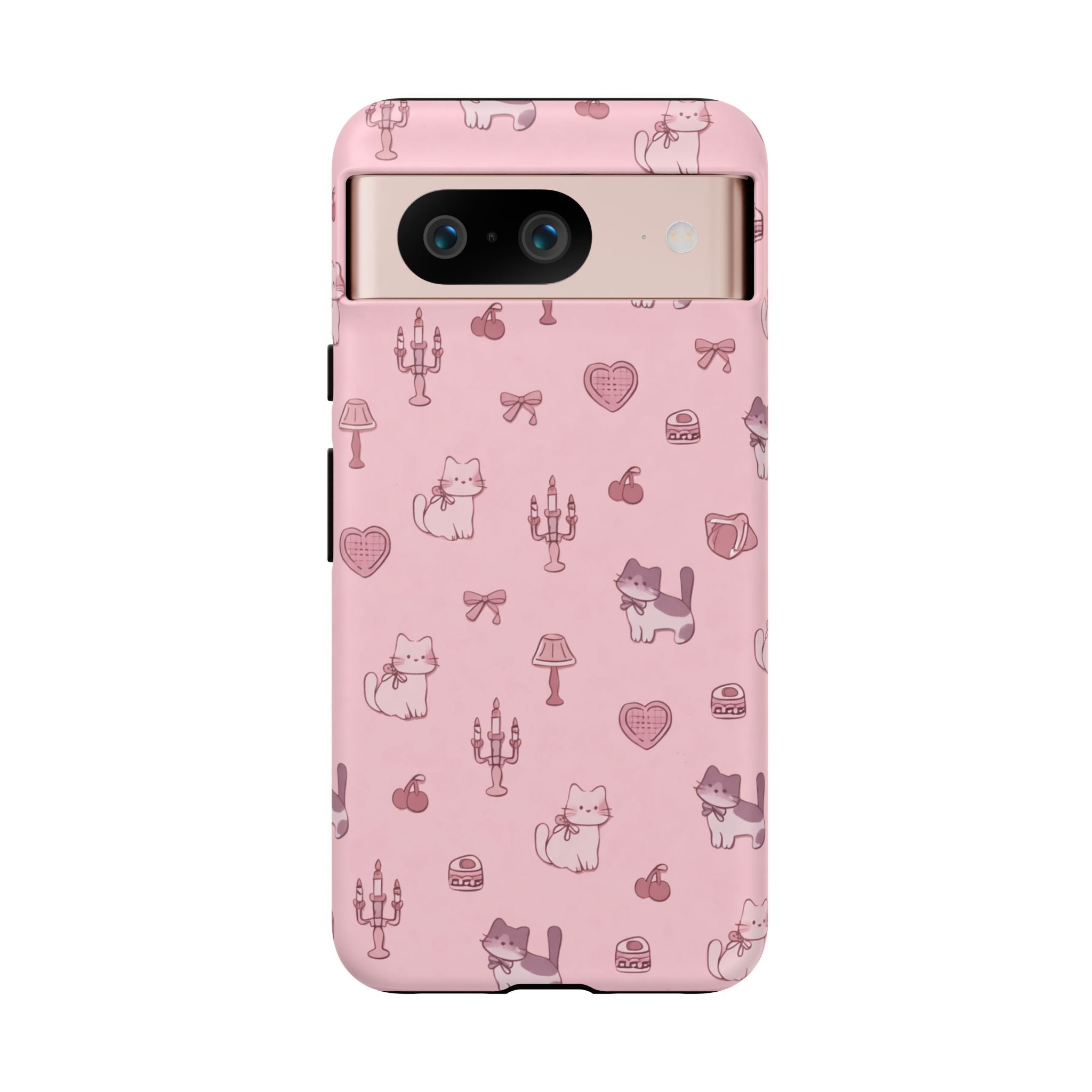 Pink Kawaii Cat Pattern Tough Phone Case🎀💕🐈