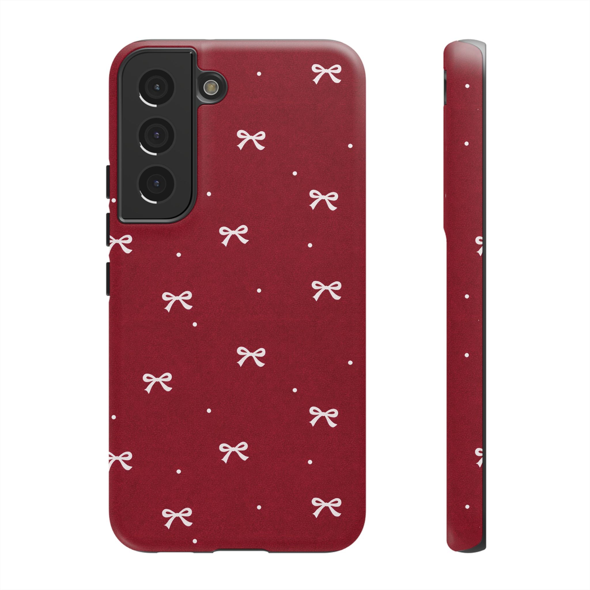 Red Bow Pattern Phone Case | Cute Minimal iPhone Case | Vintage Coquette Aesthetic Cover | Tough Protective Case
