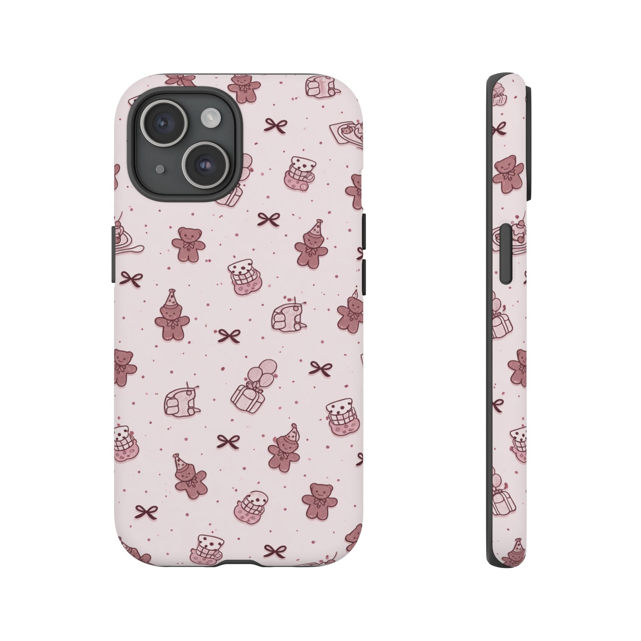 Cute Teddy Pattern Phone Case — Pink Kawaii Bear & Gift Protective Cover🧸💕