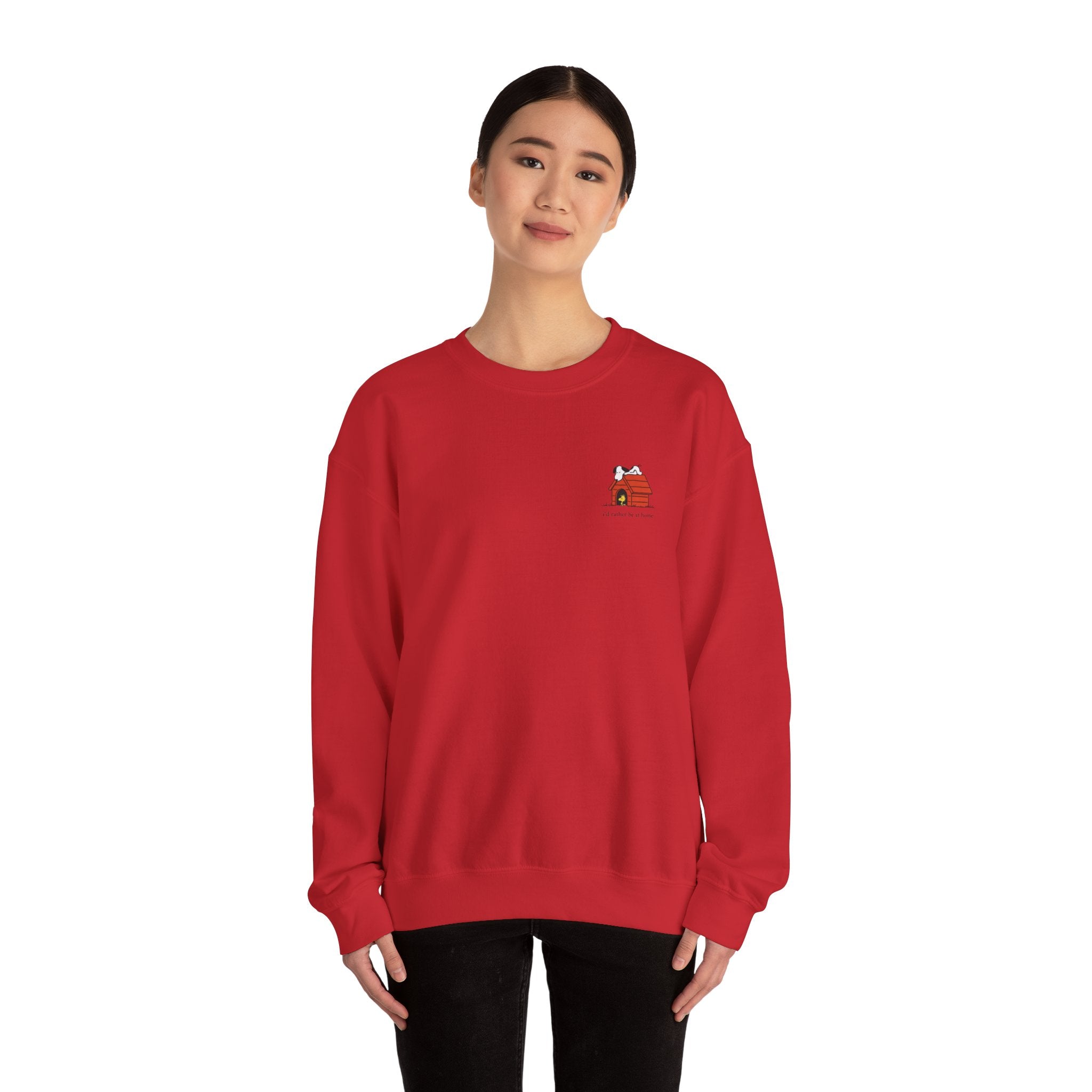 I’d Rather Be at Home Crewneck Sweatshirt 🏠🐶 | Cozy Snoopy-Inspired Minimal Graphic