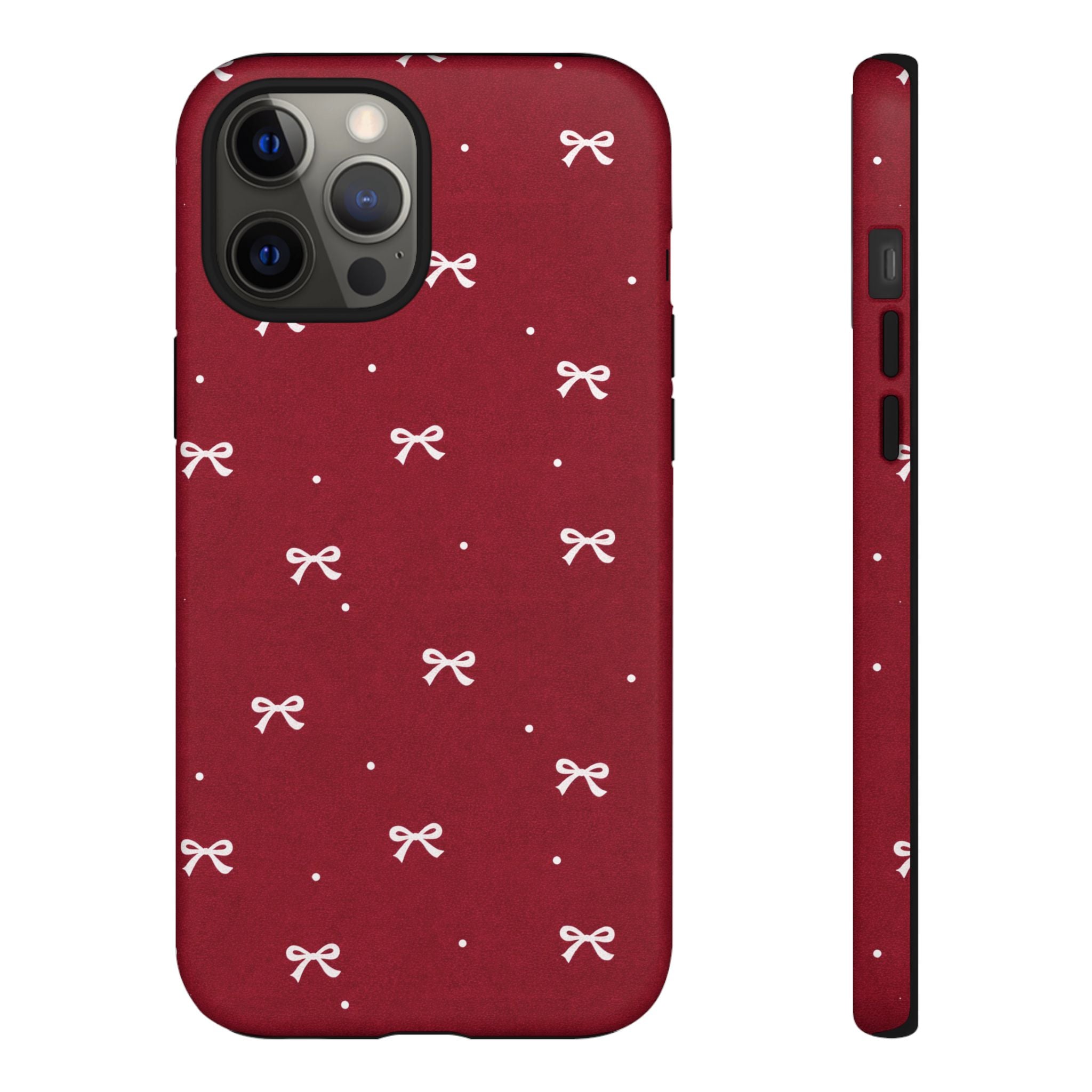Red Bow Pattern Phone Case | Cute Minimal iPhone Case | Vintage Coquette Aesthetic Cover | Tough Protective Case