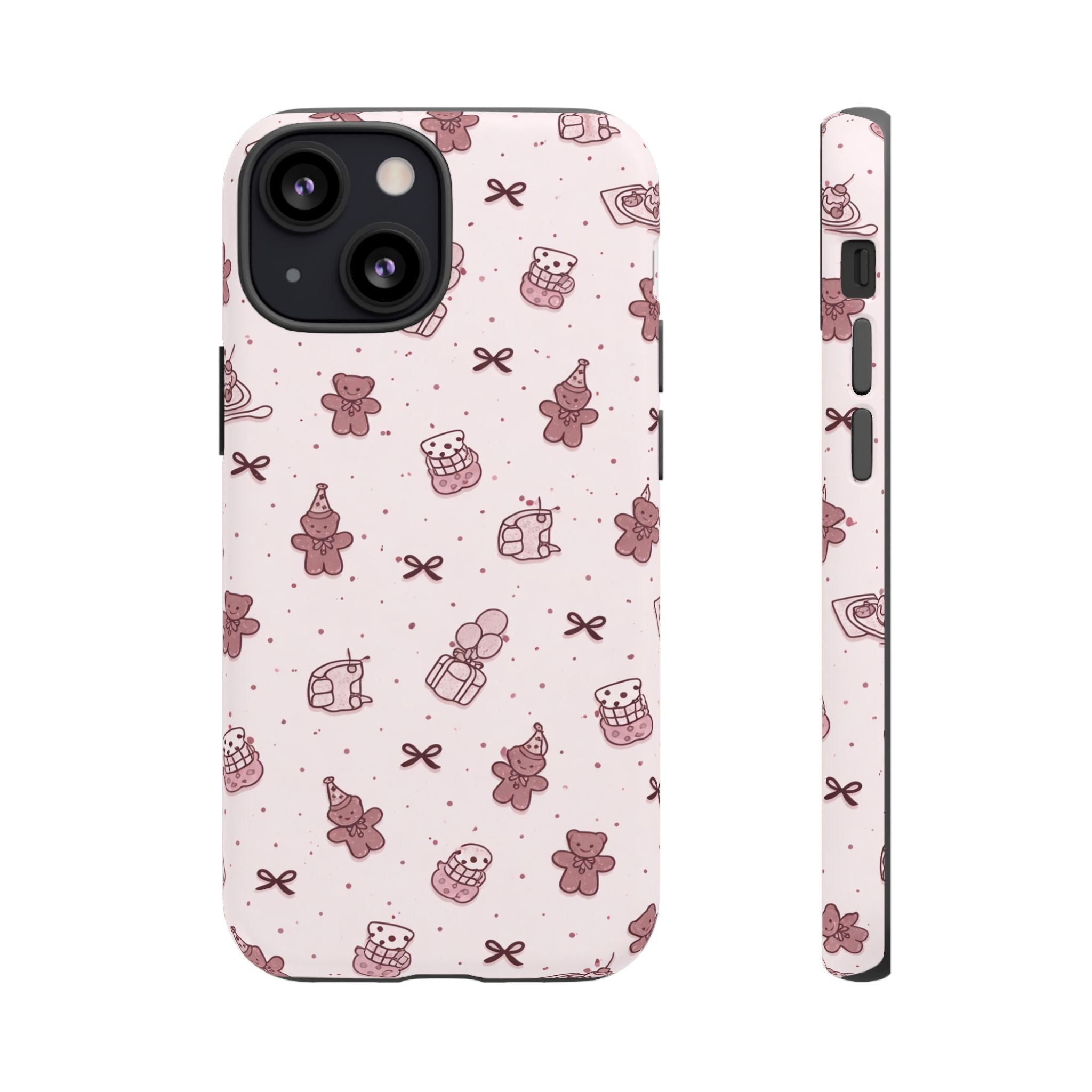Cute Teddy Pattern Phone Case — Pink Kawaii Bear & Gift Protective Cover🧸💕