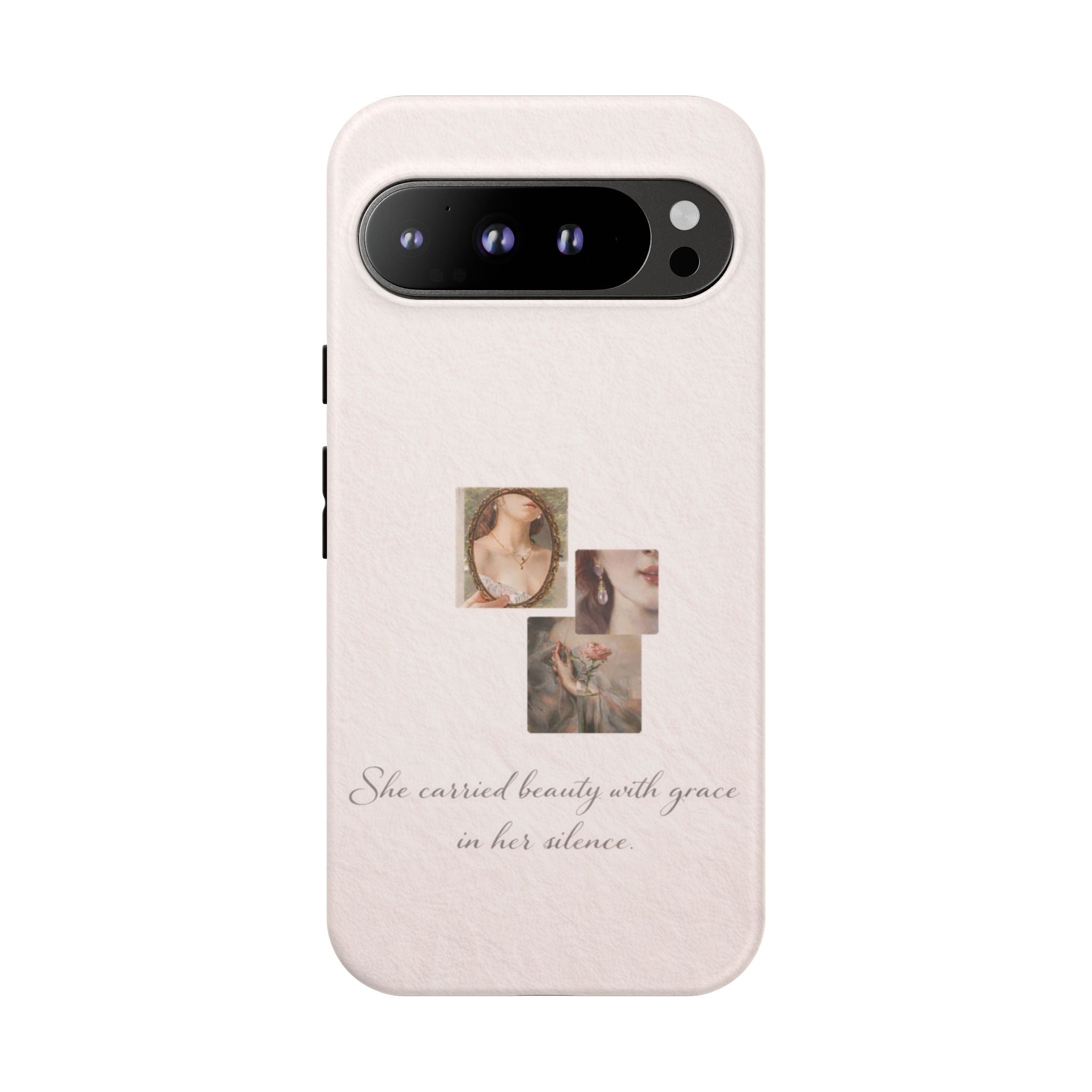 Phone Case — 'She Carried Beauty With Grace in Her Silence' Vintage Art Floral Design🩷