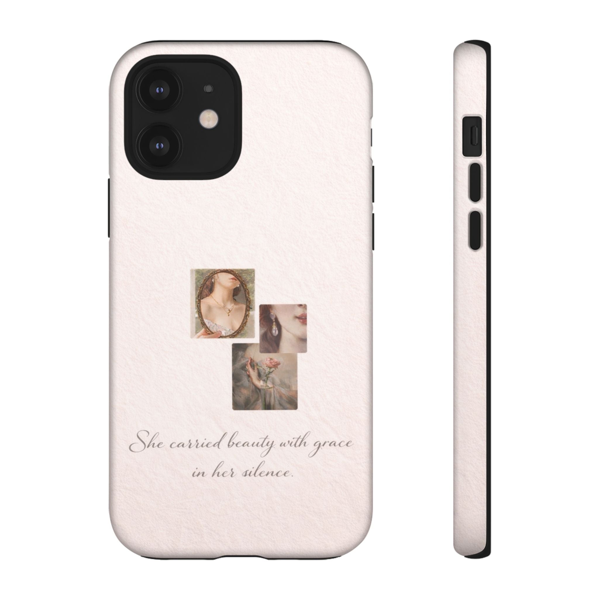 Phone Case — 'She Carried Beauty With Grace in Her Silence' Vintage Art Floral Design🩷