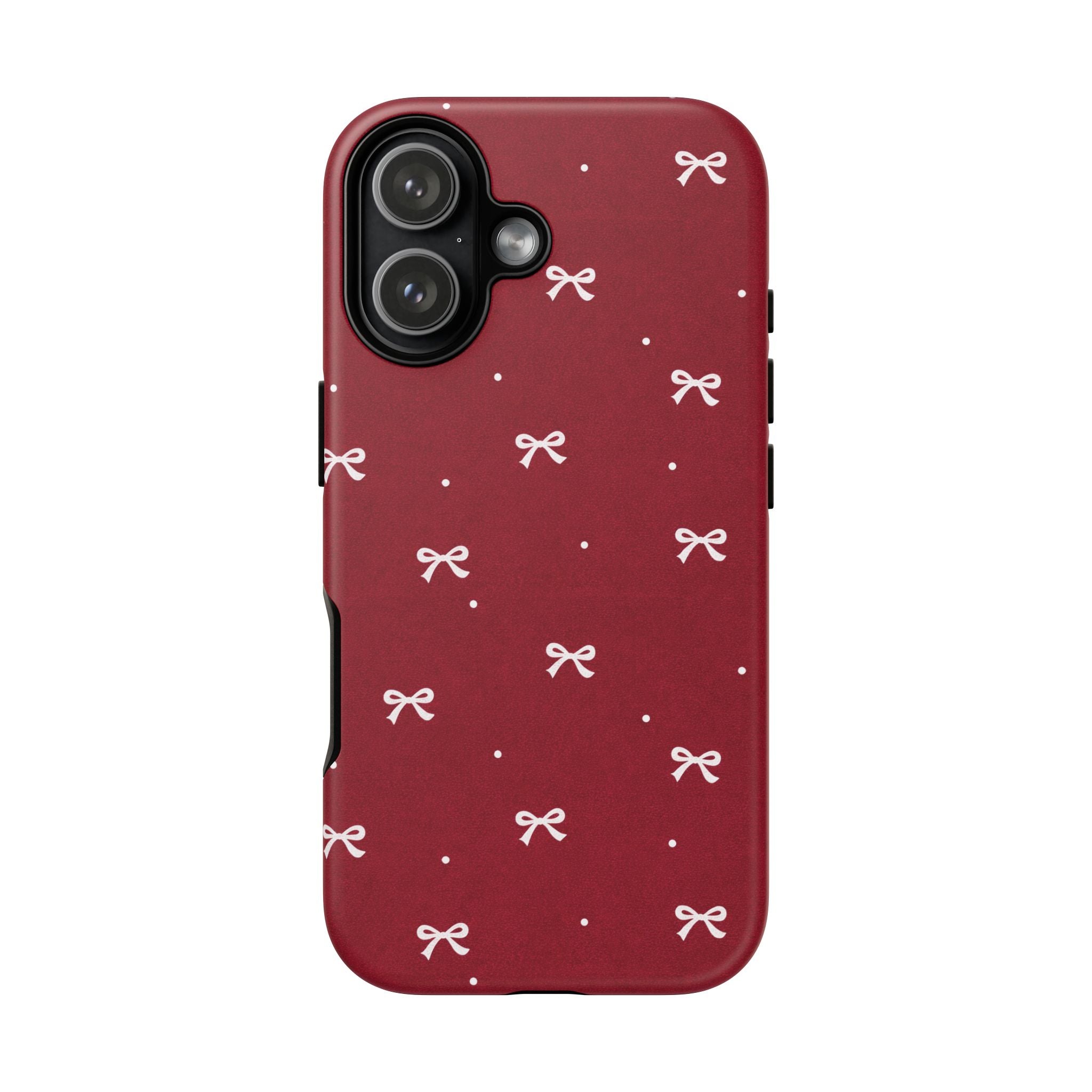 Red Bow Pattern Phone Case | Cute Minimal iPhone Case | Vintage Coquette Aesthetic Cover | Tough Protective Case