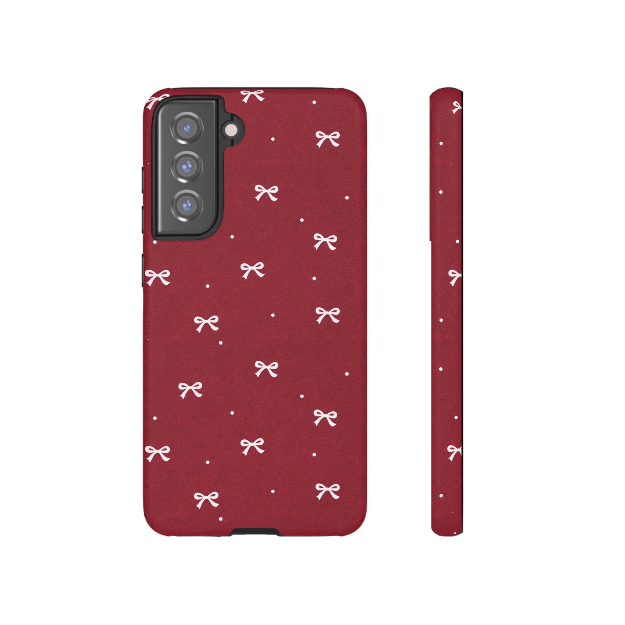Red Bow Pattern Phone Case | Cute Minimal iPhone Case | Vintage Coquette Aesthetic Cover | Tough Protective Case
