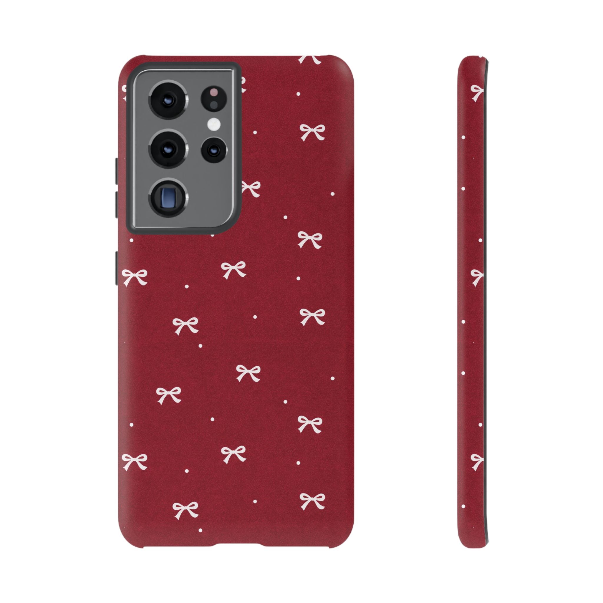 Red Bow Pattern Phone Case | Cute Minimal iPhone Case | Vintage Coquette Aesthetic Cover | Tough Protective Case