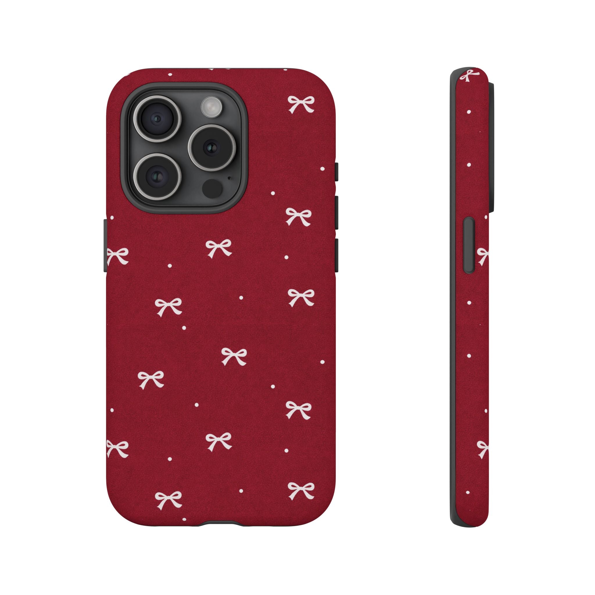 Red Bow Pattern Phone Case | Cute Minimal iPhone Case | Vintage Coquette Aesthetic Cover | Tough Protective Case