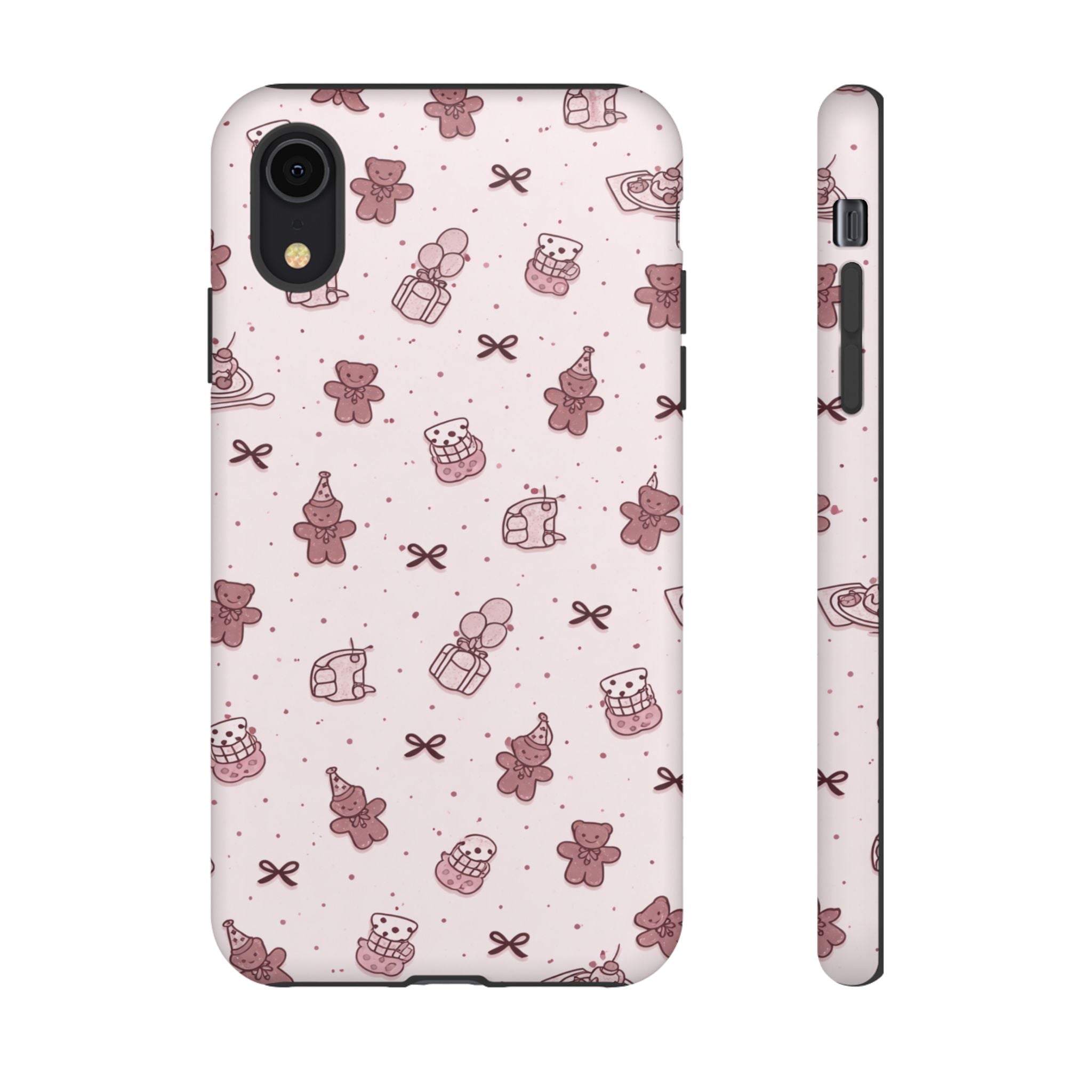 Cute Teddy Pattern Phone Case — Pink Kawaii Bear & Gift Protective Cover🧸💕
