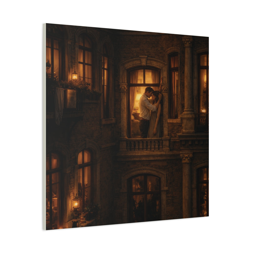 A Quiet Balcony at Night – Romantic Matte Canvas Wall Art 🌙✨