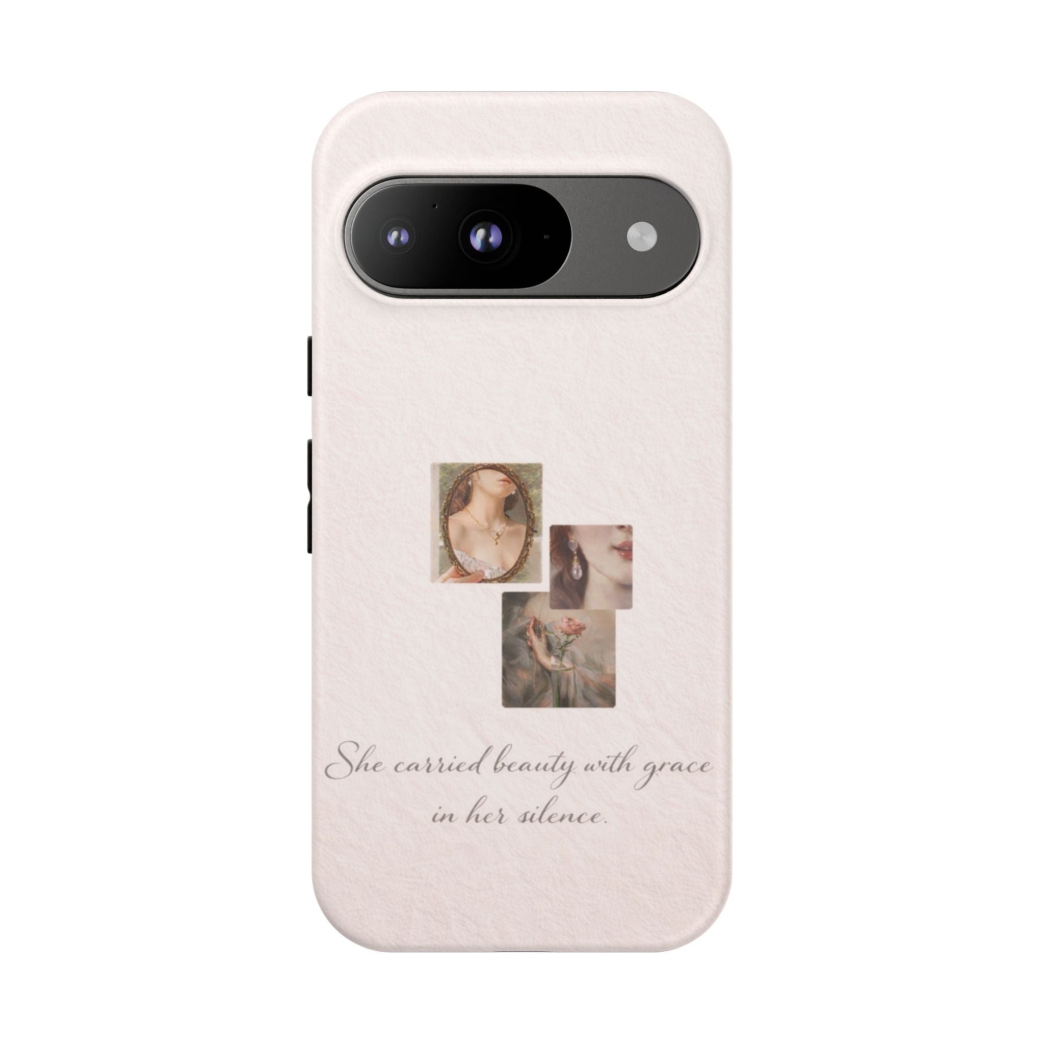 Phone Case — 'She Carried Beauty With Grace in Her Silence' Vintage Art Floral Design🩷