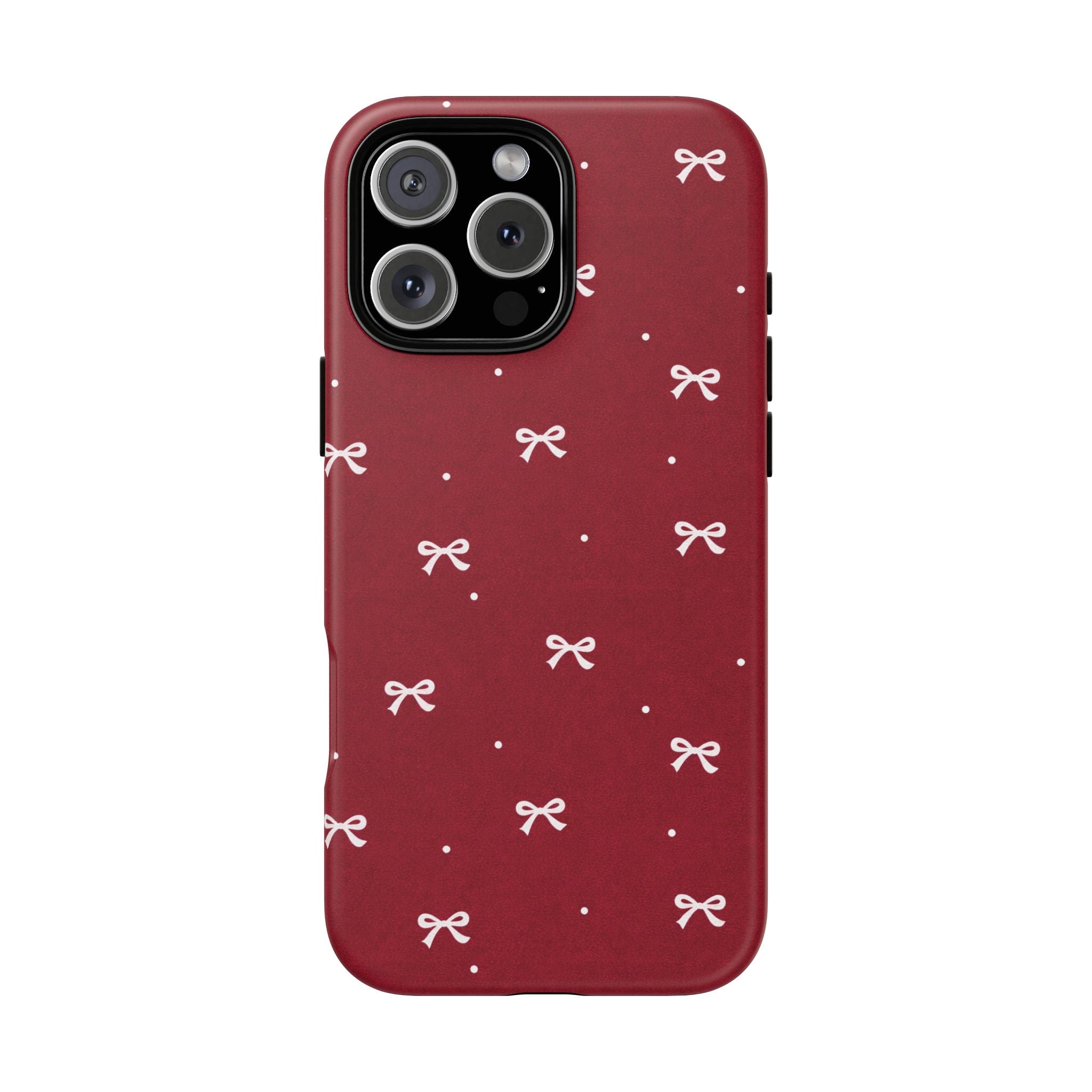 Red Bow Pattern Phone Case | Cute Minimal iPhone Case | Vintage Coquette Aesthetic Cover | Tough Protective Case