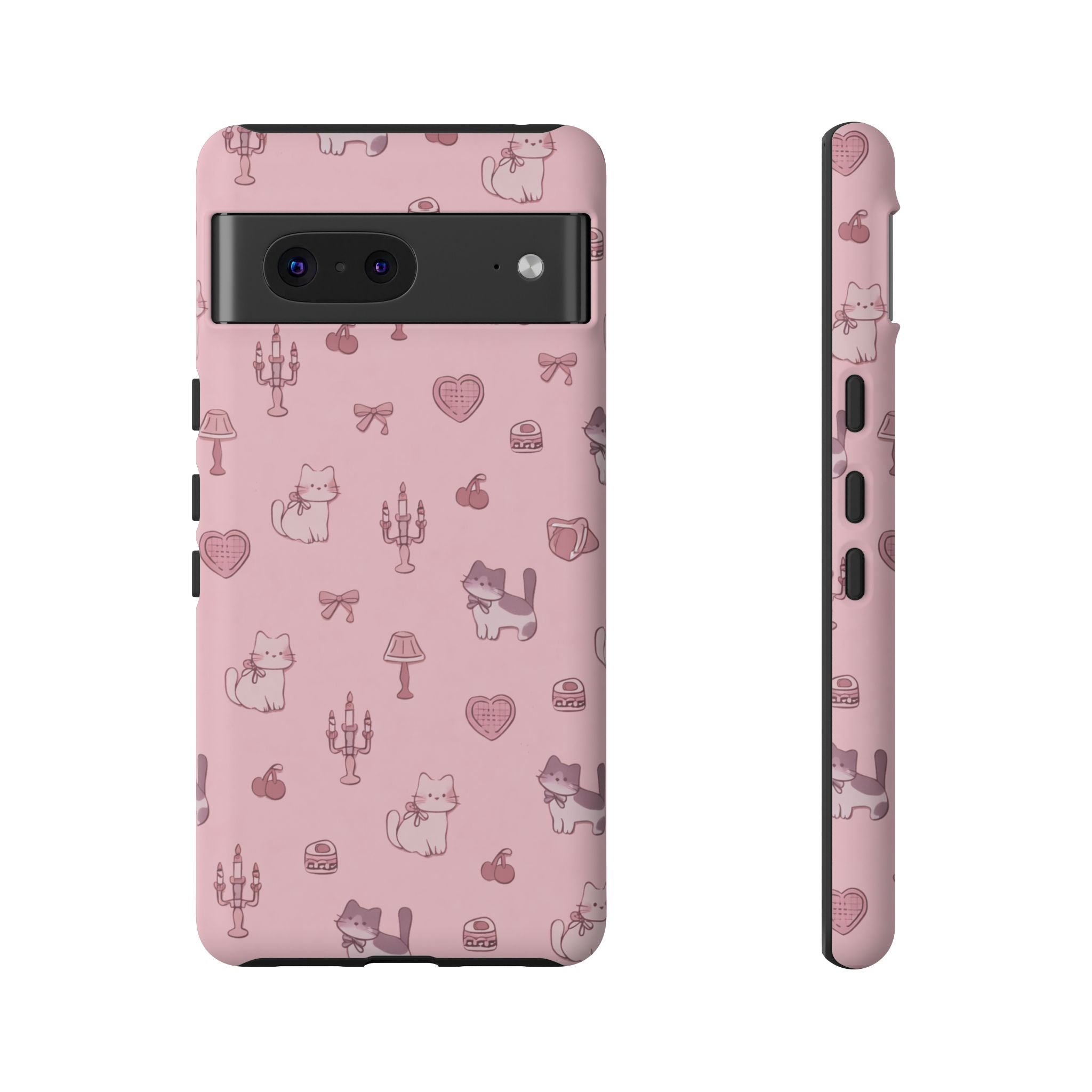 Pink Kawaii Cat Pattern Tough Phone Case🎀💕🐈