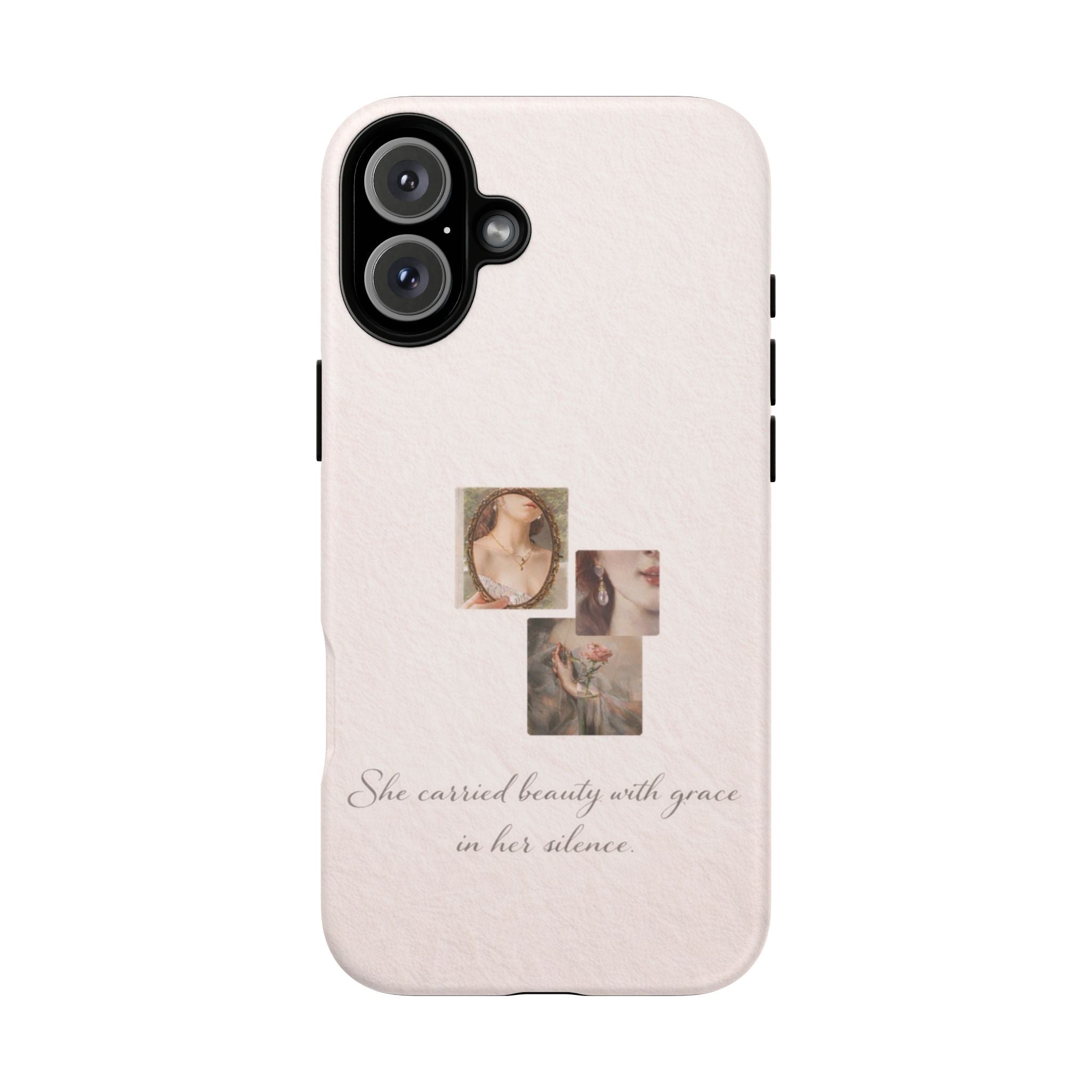 Phone Case — 'She Carried Beauty With Grace in Her Silence' Vintage Art Floral Design🩷