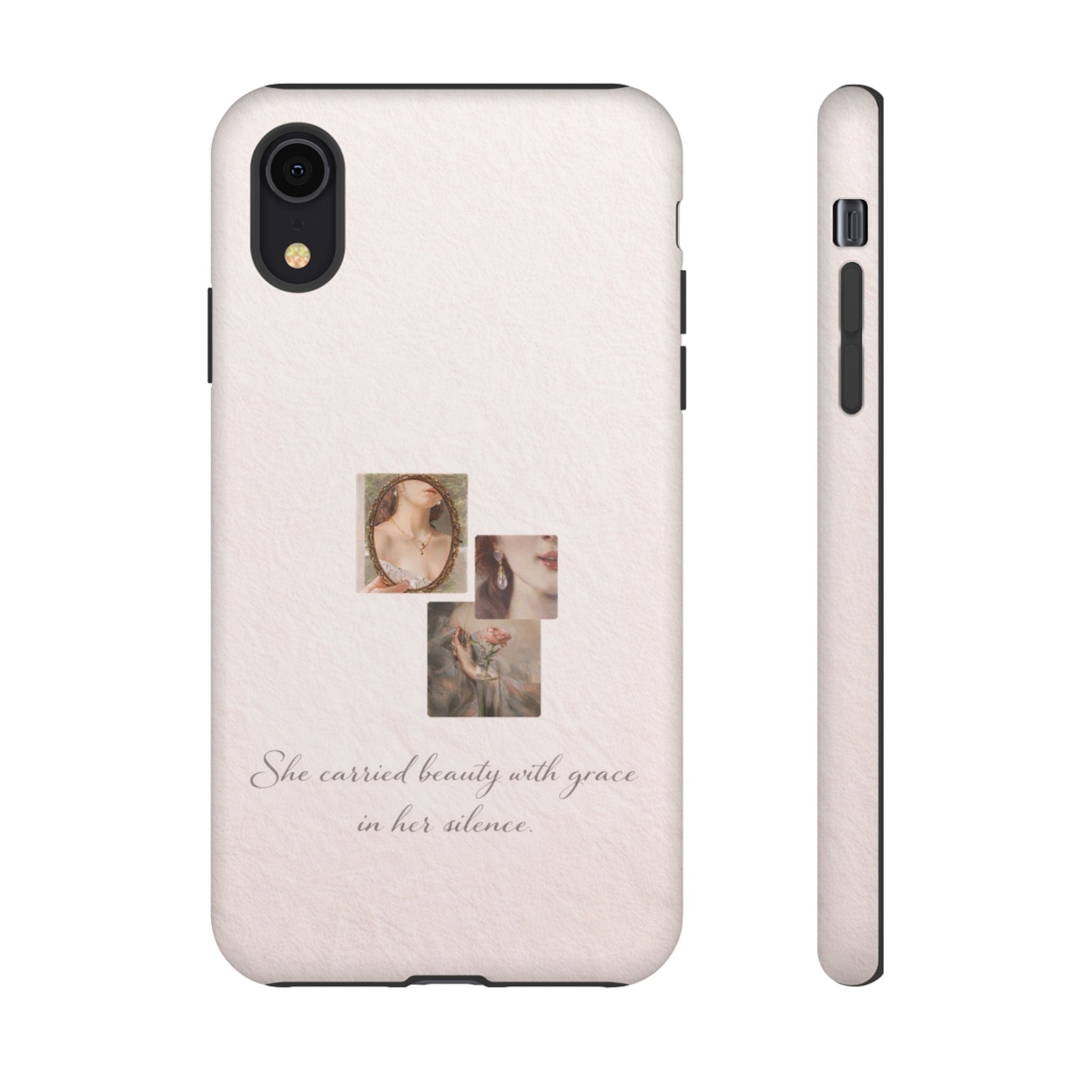 Phone Case — 'She Carried Beauty With Grace in Her Silence' Vintage Art Floral Design🩷