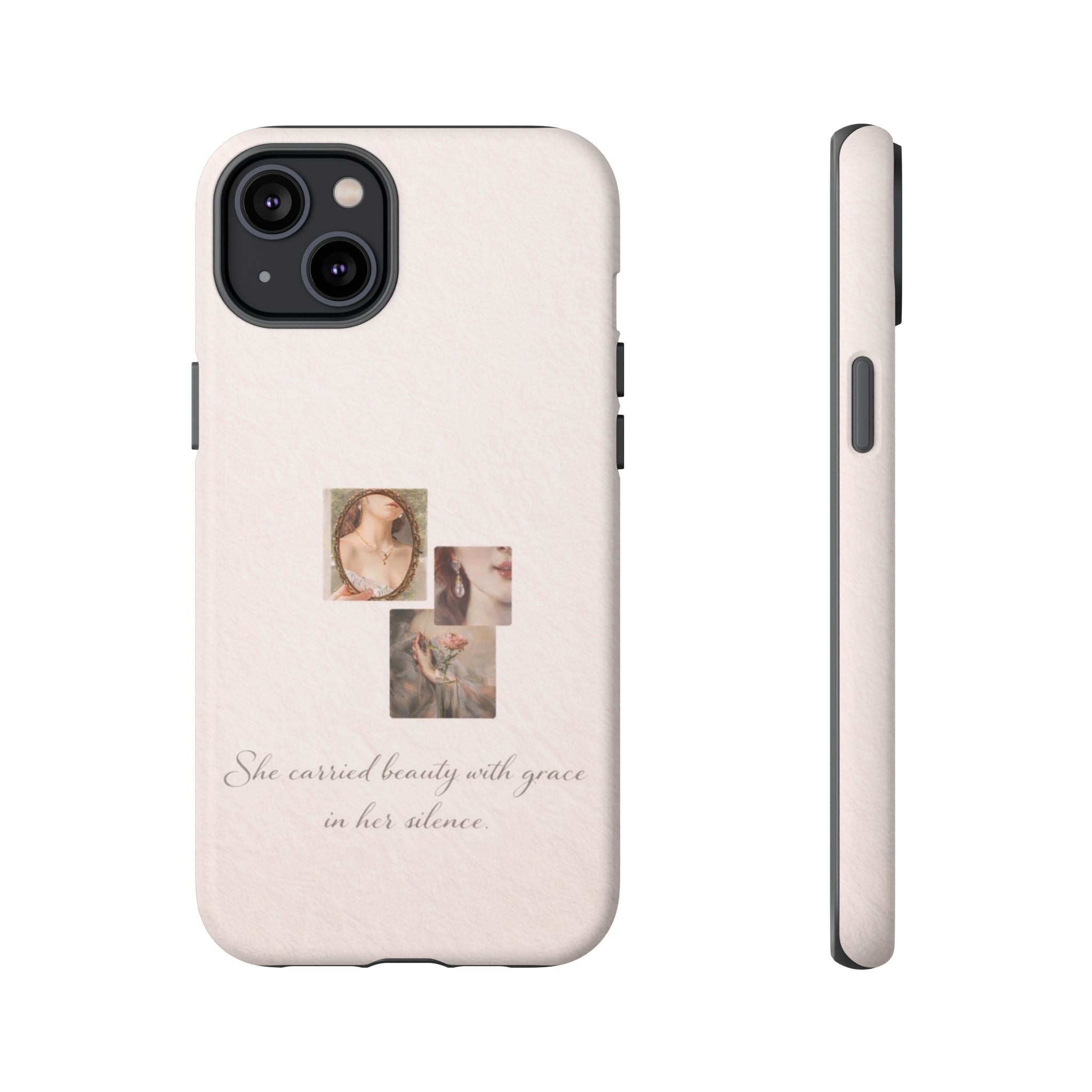 Phone Case — 'She Carried Beauty With Grace in Her Silence' Vintage Art Floral Design🩷