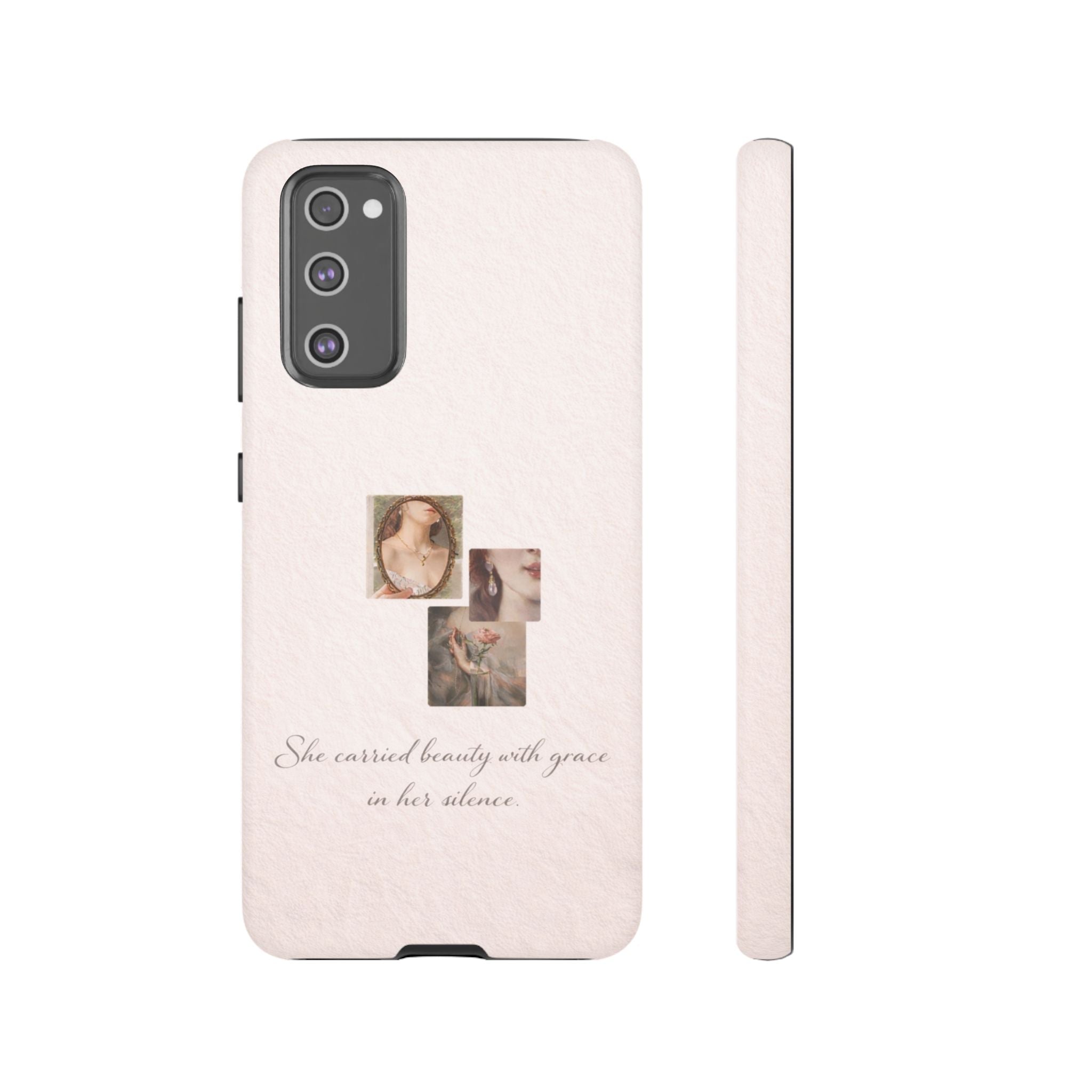 Phone Case — 'She Carried Beauty With Grace in Her Silence' Vintage Art Floral Design🩷