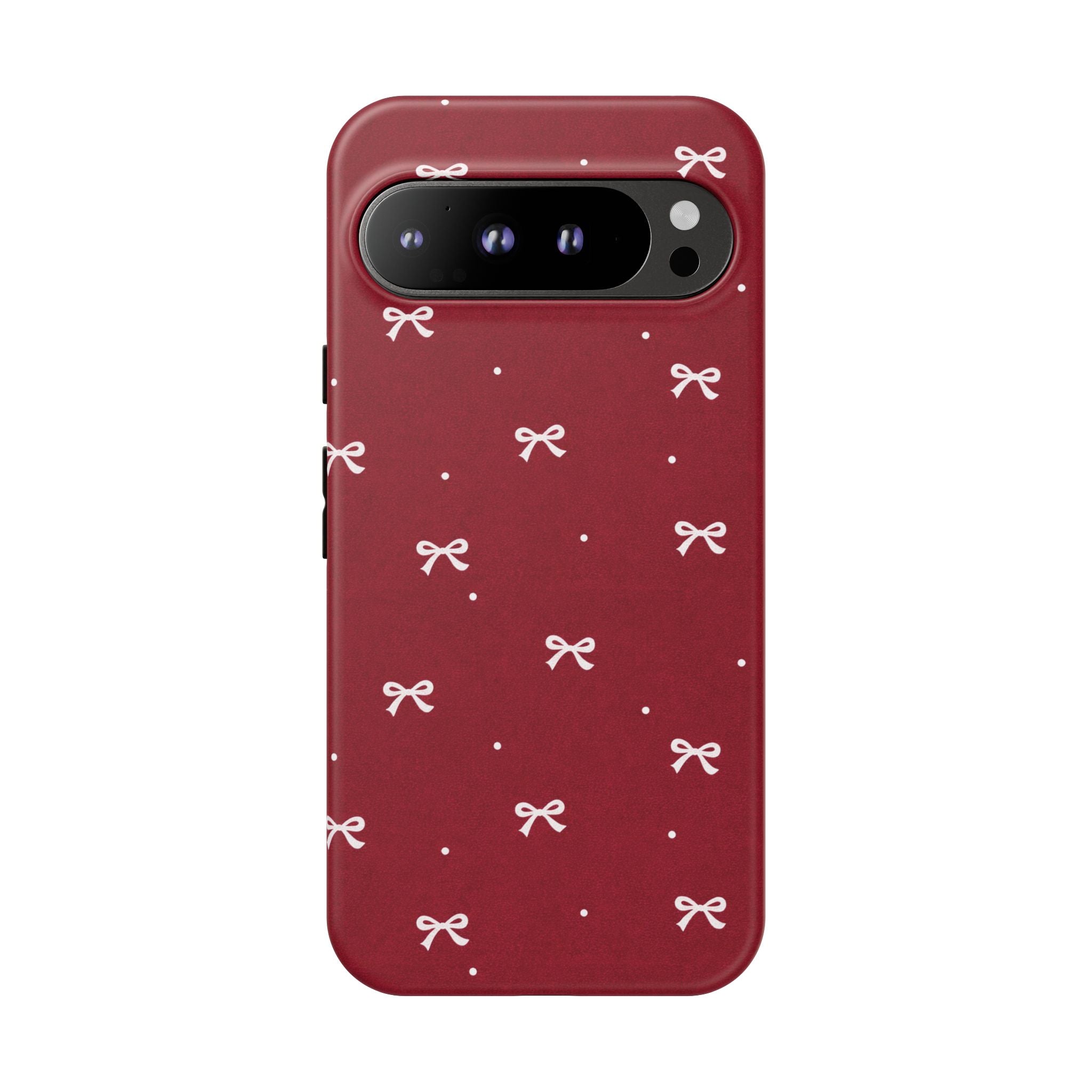 Red Bow Pattern Phone Case | Cute Minimal iPhone Case | Vintage Coquette Aesthetic Cover | Tough Protective Case