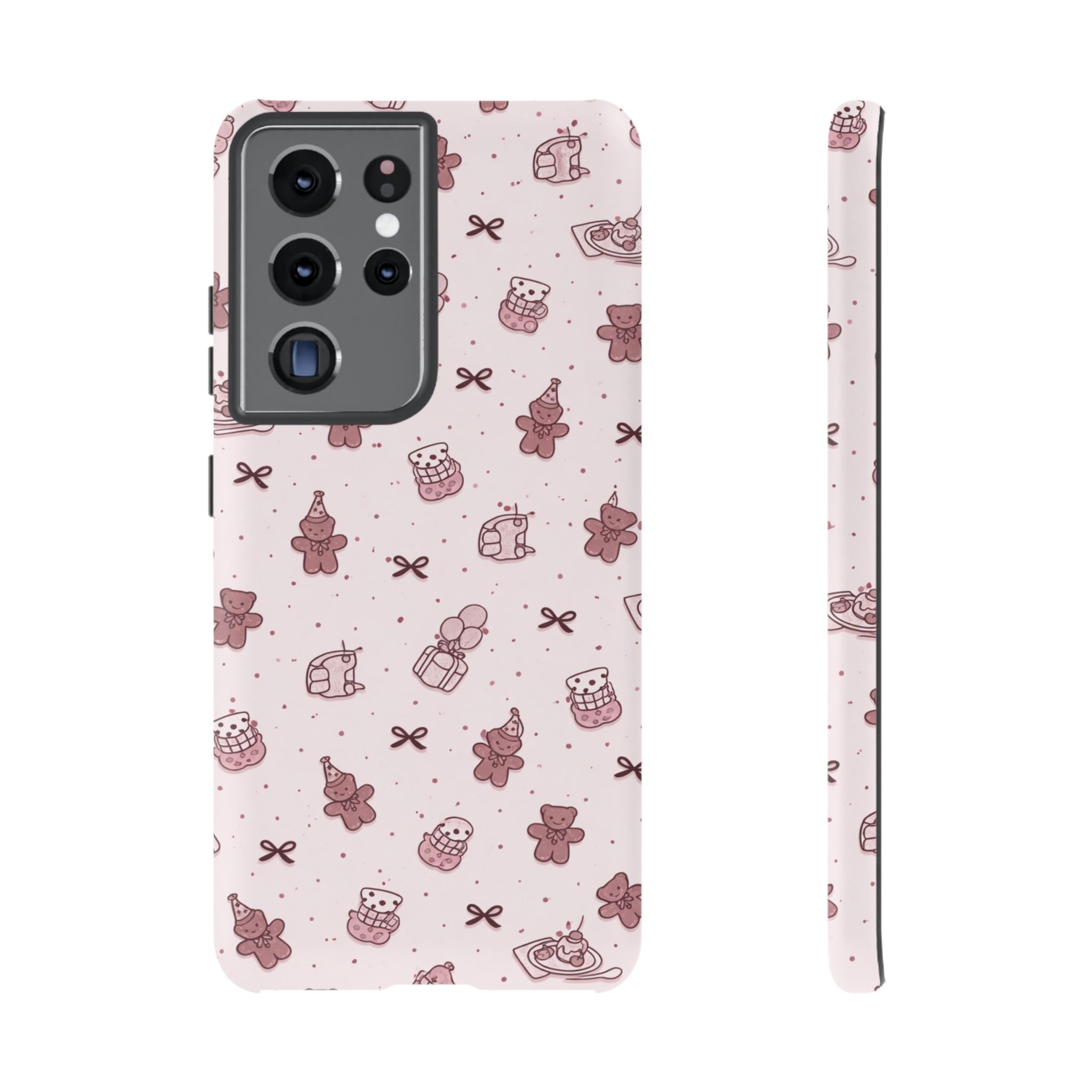 Cute Teddy Pattern Phone Case — Pink Kawaii Bear & Gift Protective Cover🧸💕