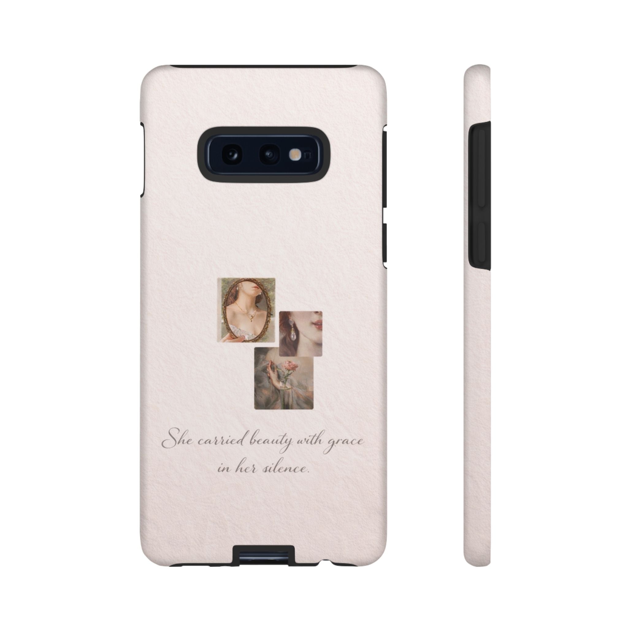 Phone Case — 'She Carried Beauty With Grace in Her Silence' Vintage Art Floral Design🩷
