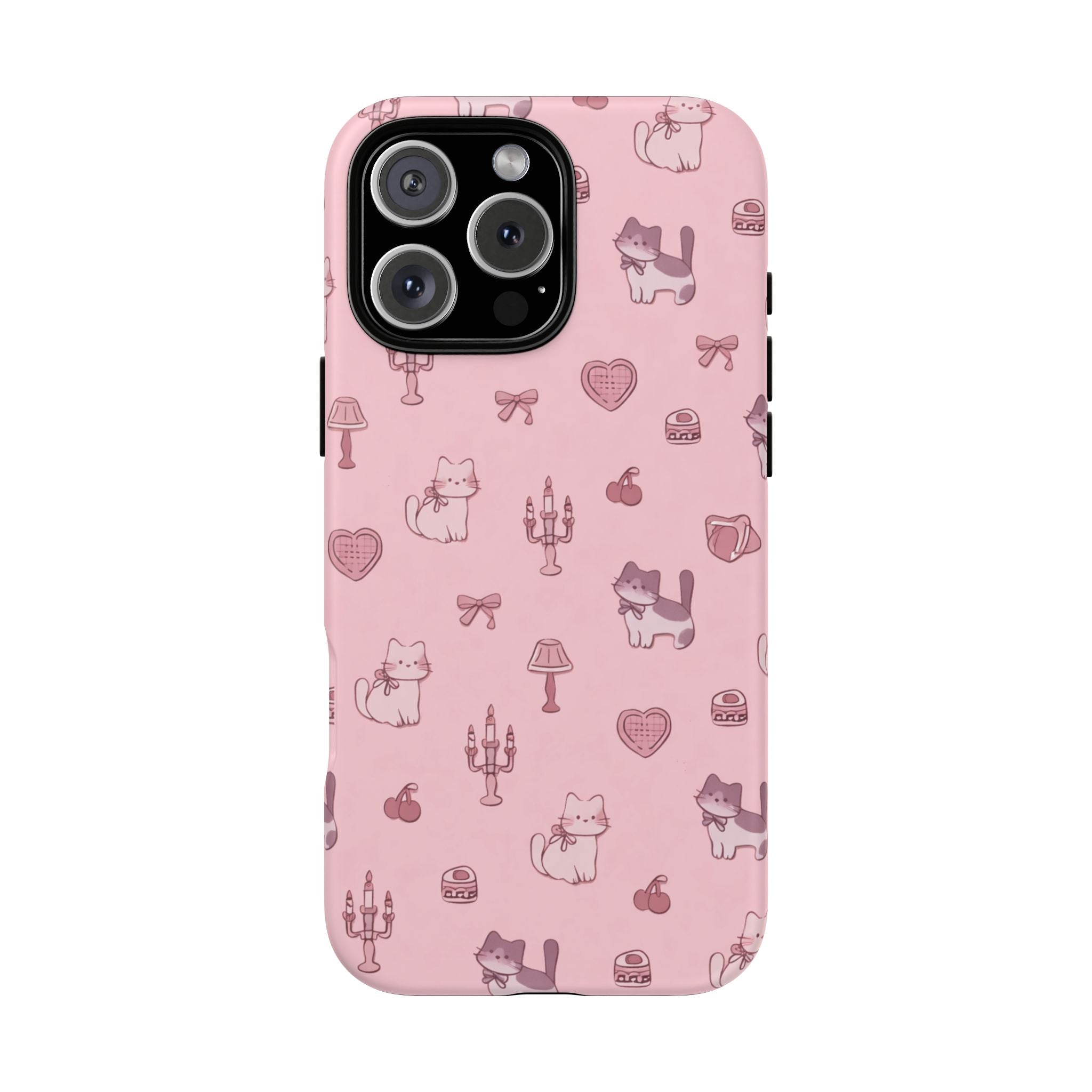 Pink Kawaii Cat Pattern Tough Phone Case🎀💕🐈