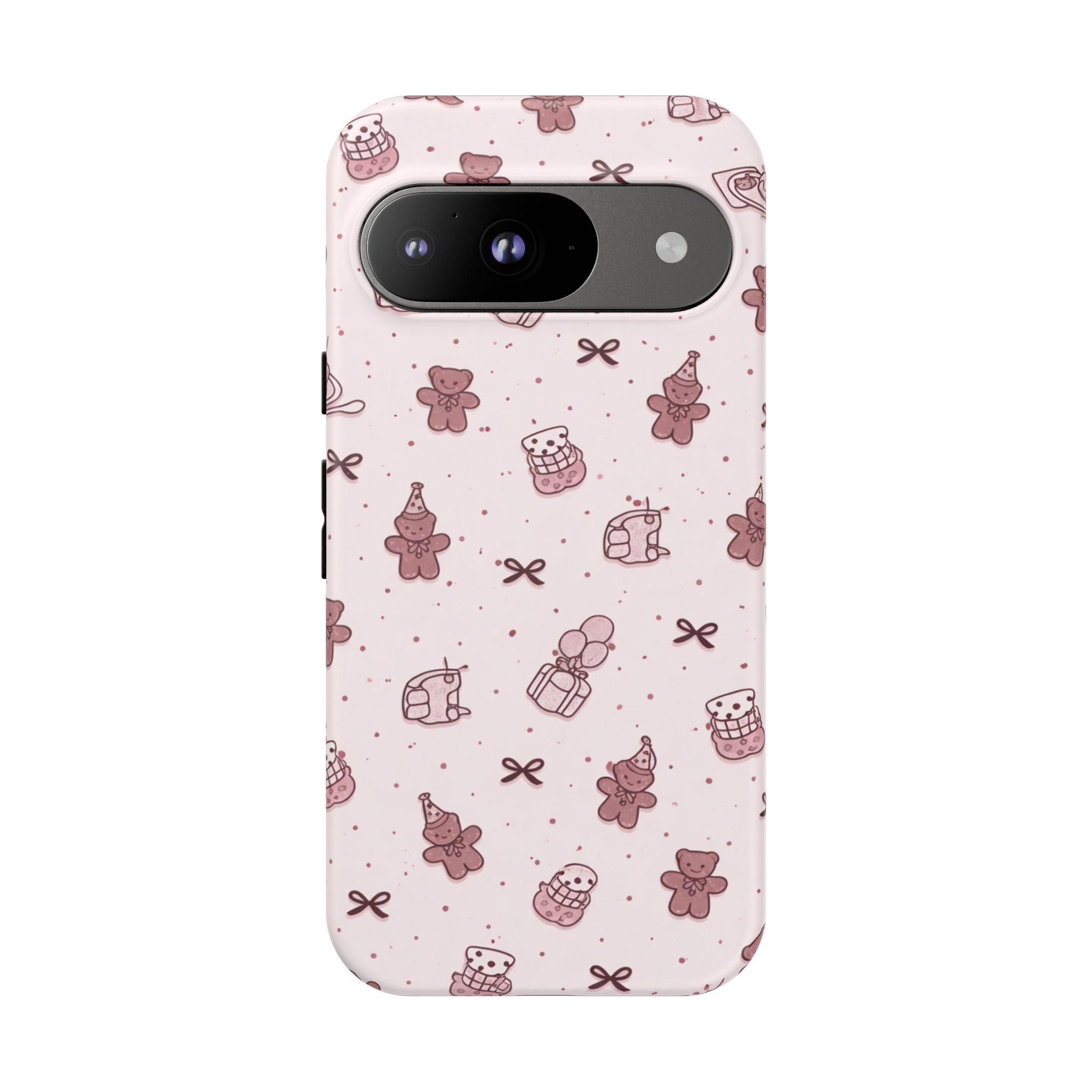 Cute Teddy Pattern Phone Case — Pink Kawaii Bear & Gift Protective Cover🧸💕
