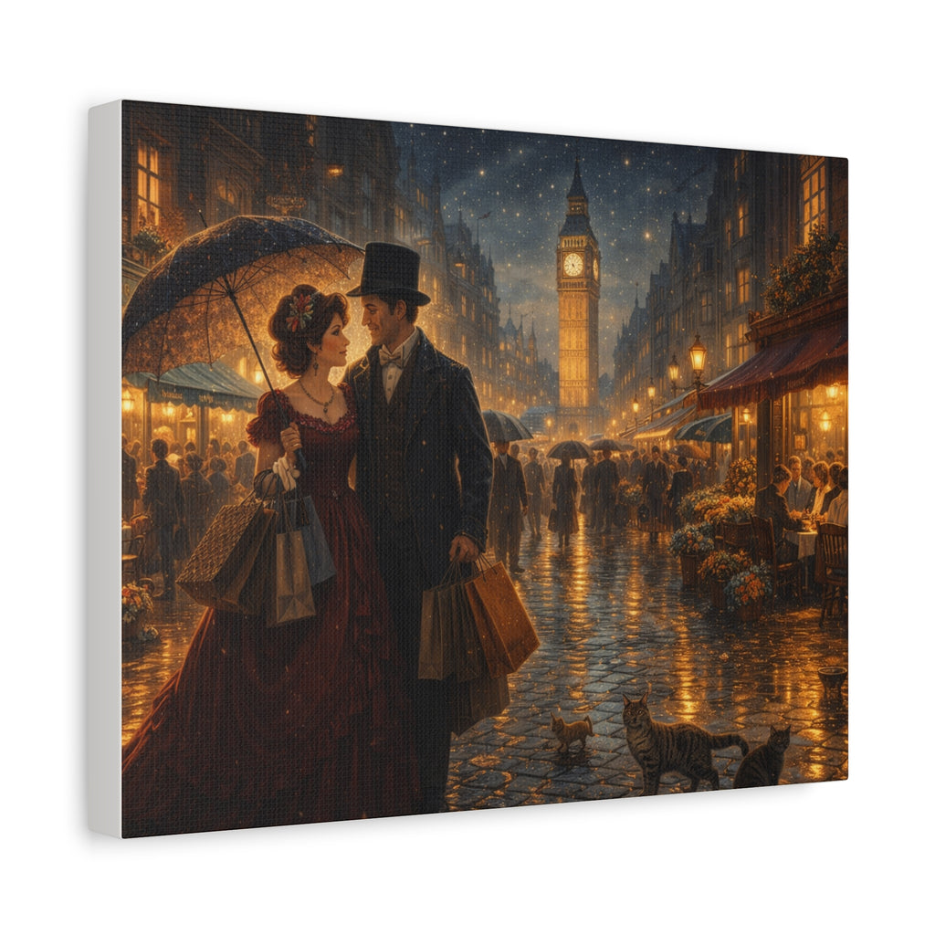 🕯️ Victorian London Rainy Evening Canvas — A Love Story Under Gaslight ✨