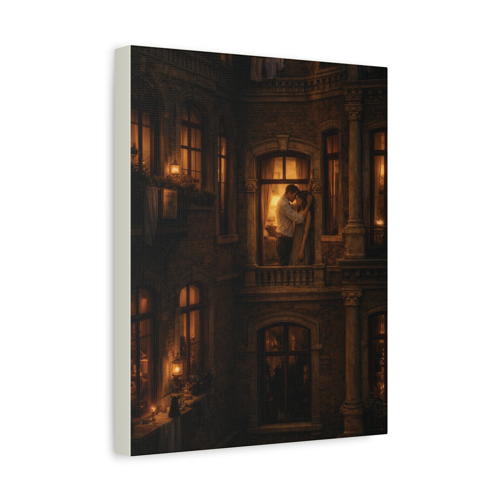 A Quiet Balcony at Night – Romantic Matte Canvas Wall Art 🌙✨