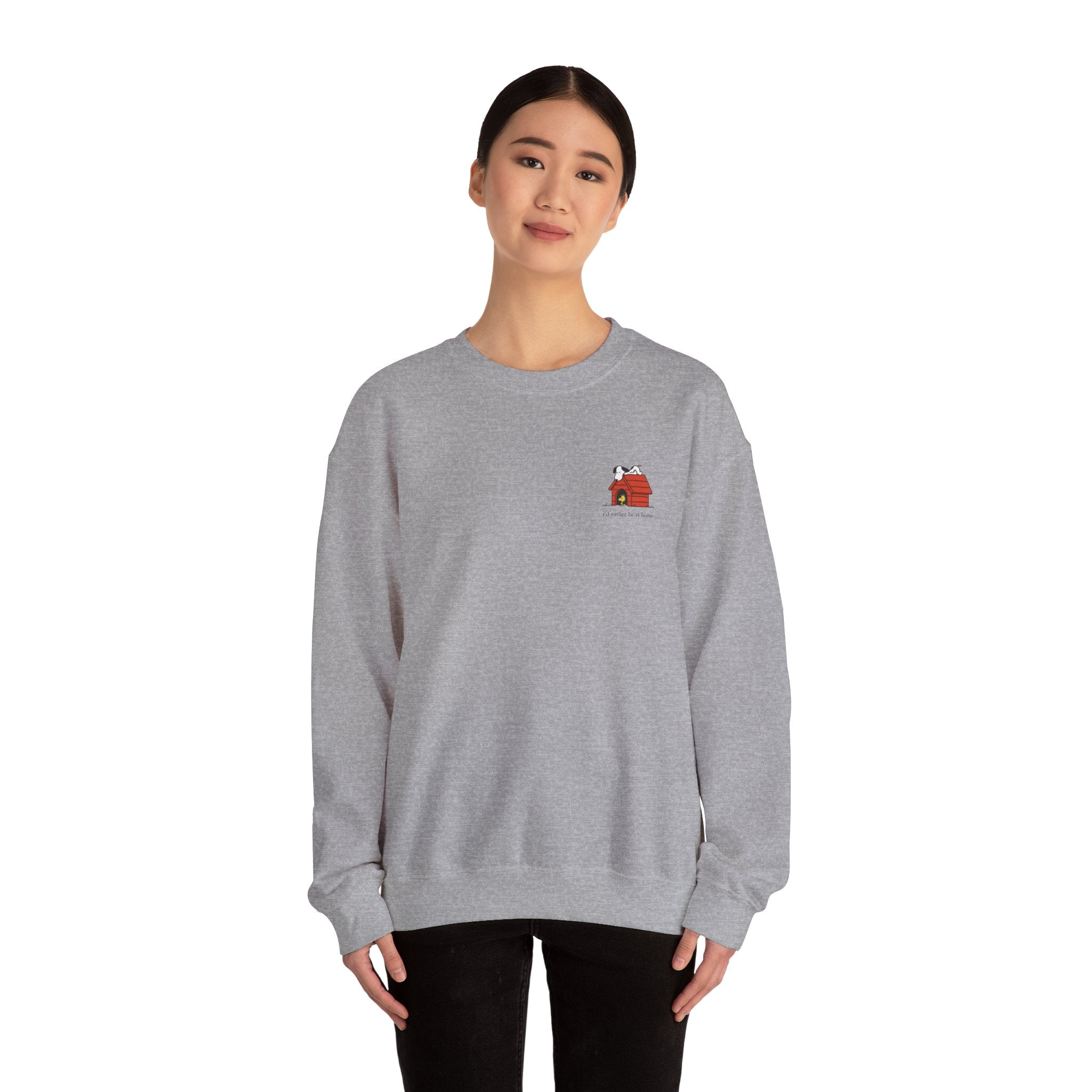 I’d Rather Be at Home Crewneck Sweatshirt 🏠🐶 | Cozy Snoopy-Inspired Minimal Graphic