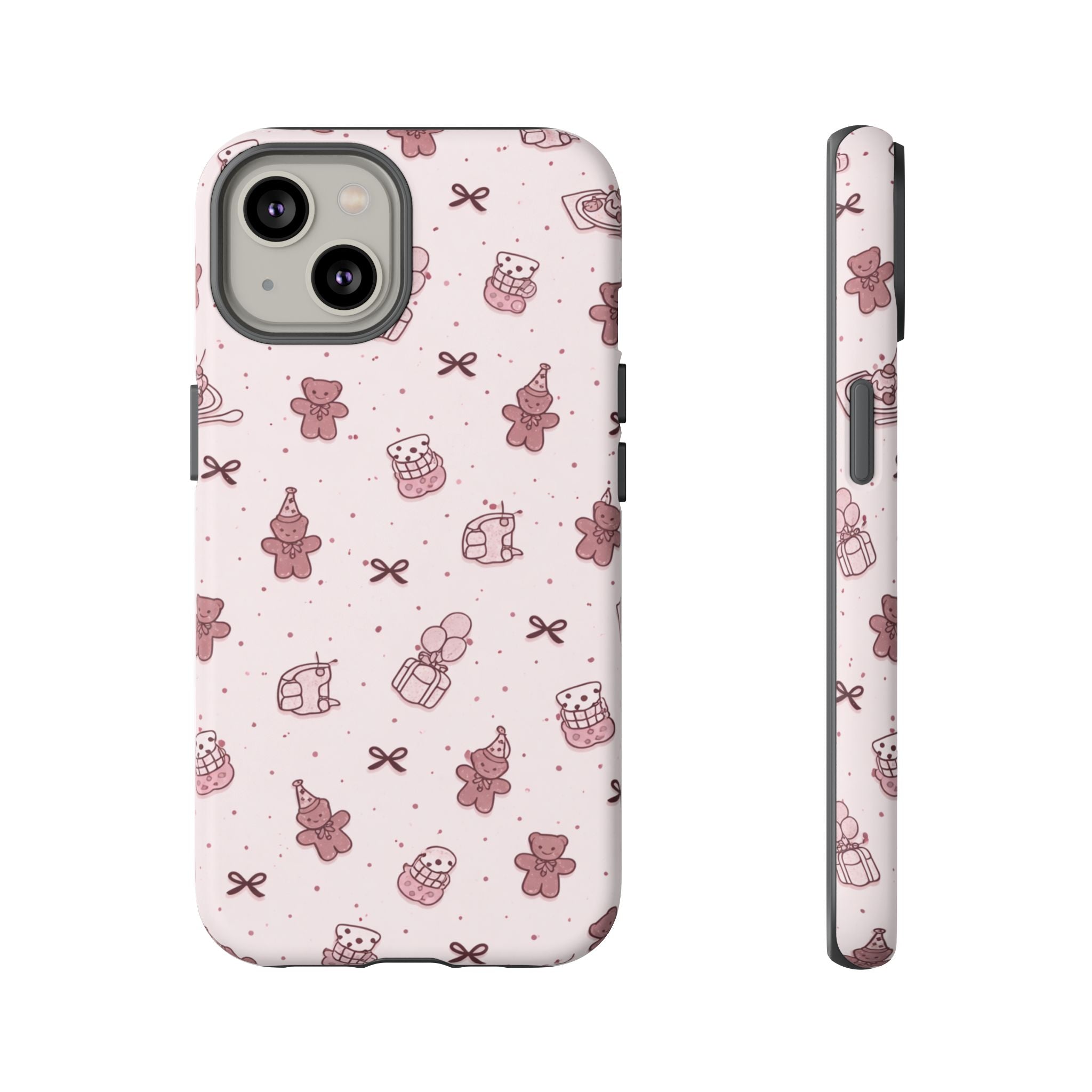 Cute Teddy Pattern Phone Case — Pink Kawaii Bear & Gift Protective Cover🧸💕
