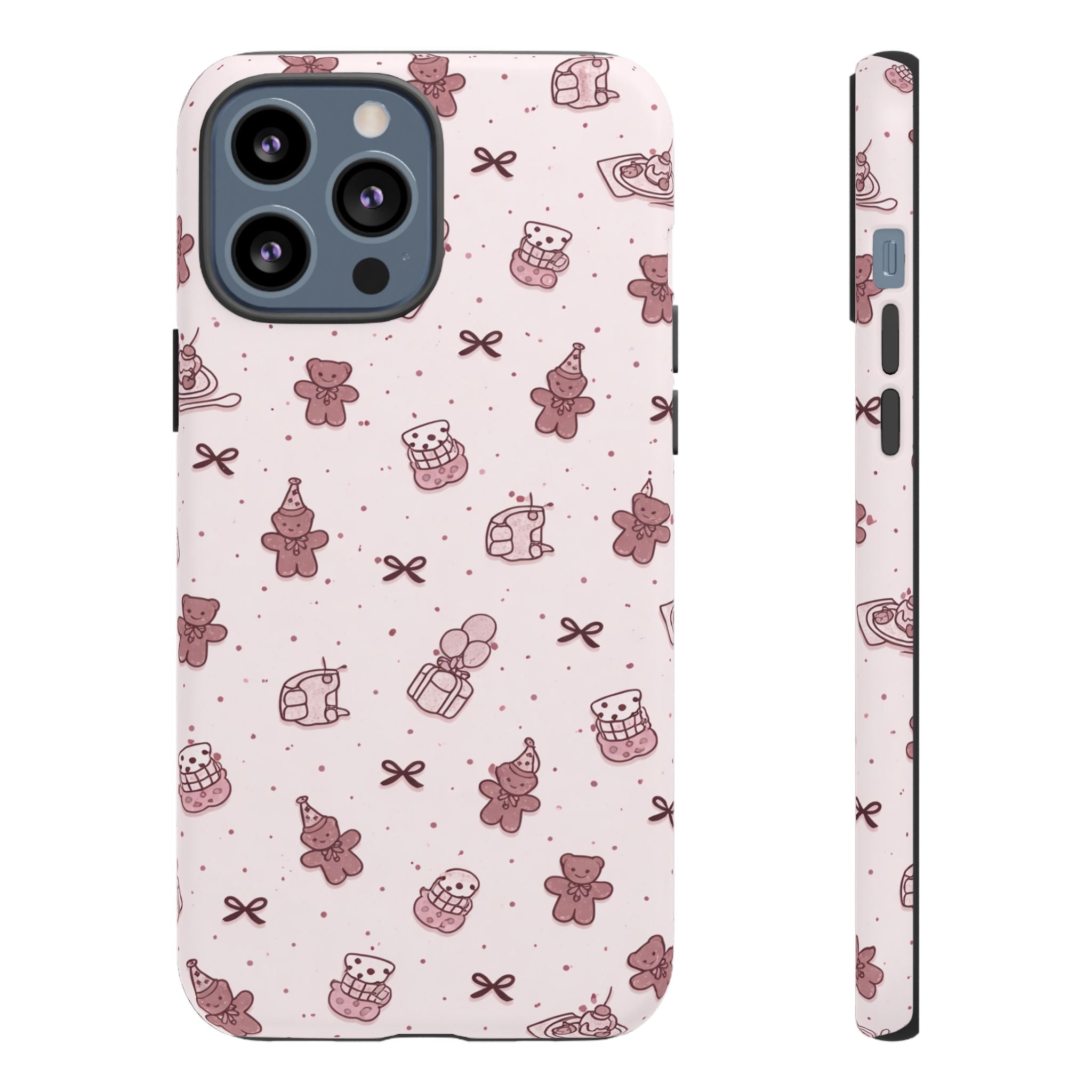 Cute Teddy Pattern Phone Case — Pink Kawaii Bear & Gift Protective Cover🧸💕