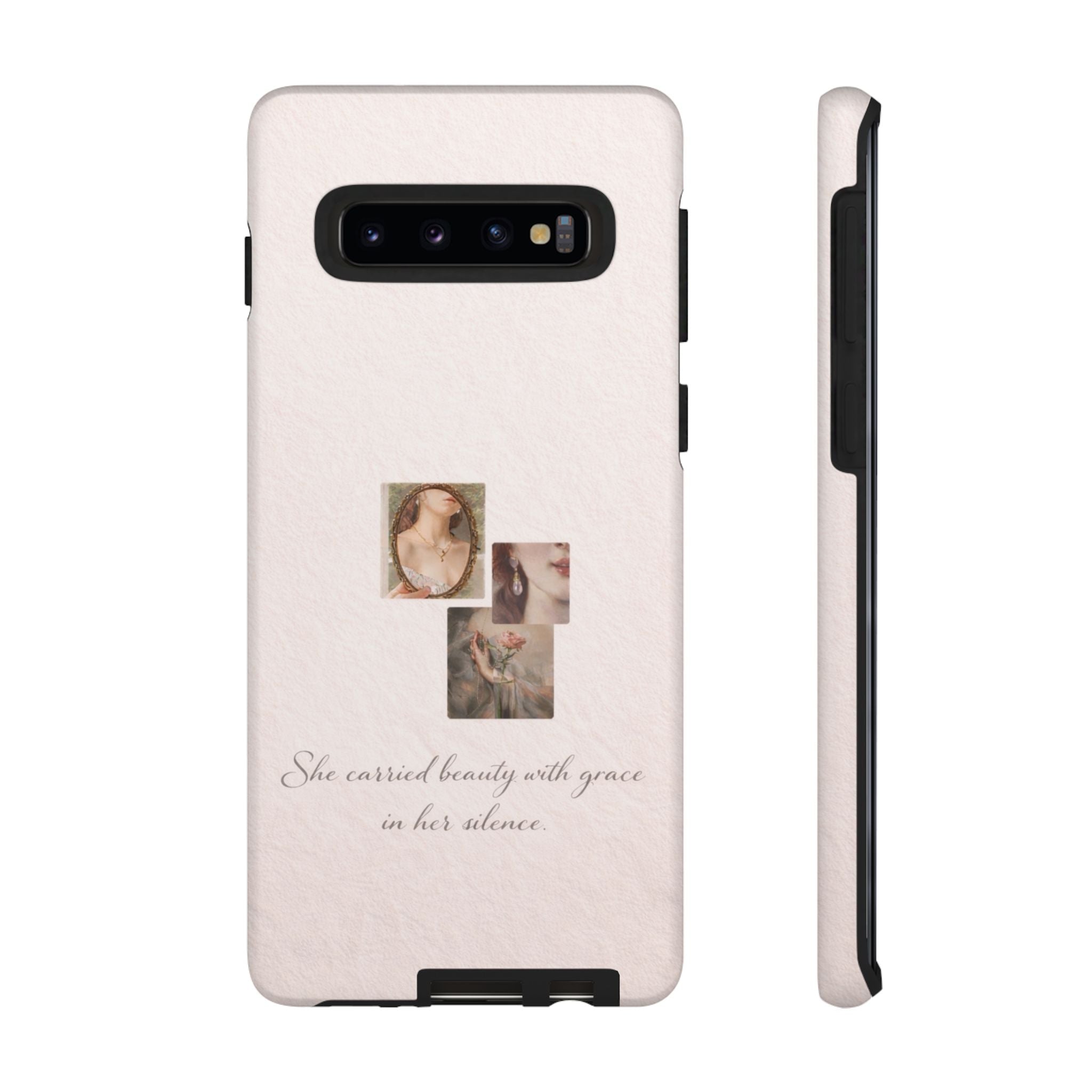 Phone Case — 'She Carried Beauty With Grace in Her Silence' Vintage Art Floral Design🩷