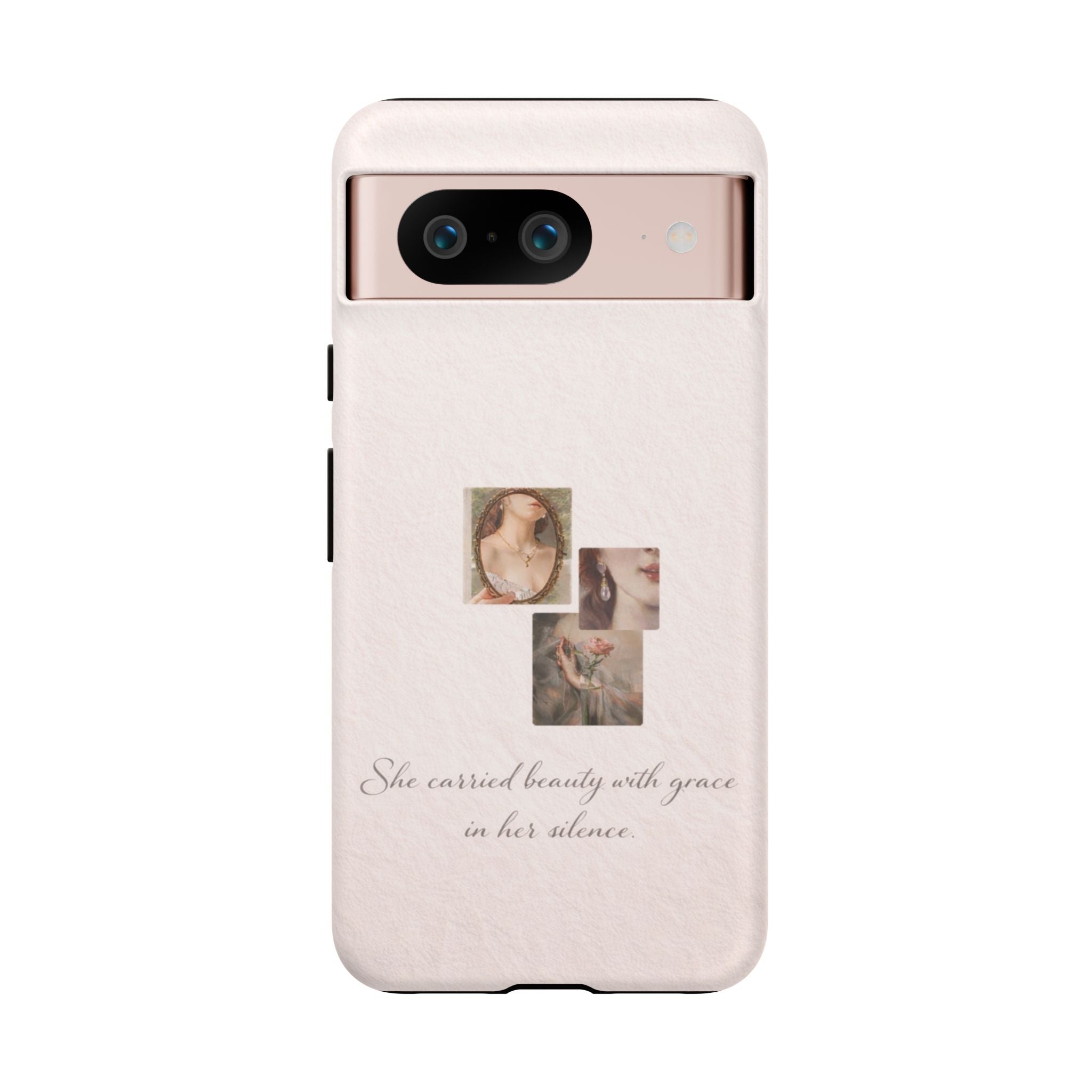 Phone Case — 'She Carried Beauty With Grace in Her Silence' Vintage Art Floral Design🩷