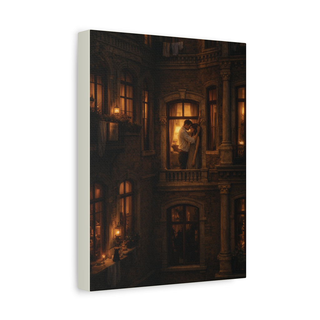A Quiet Balcony at Night – Romantic Matte Canvas Wall Art 🌙✨