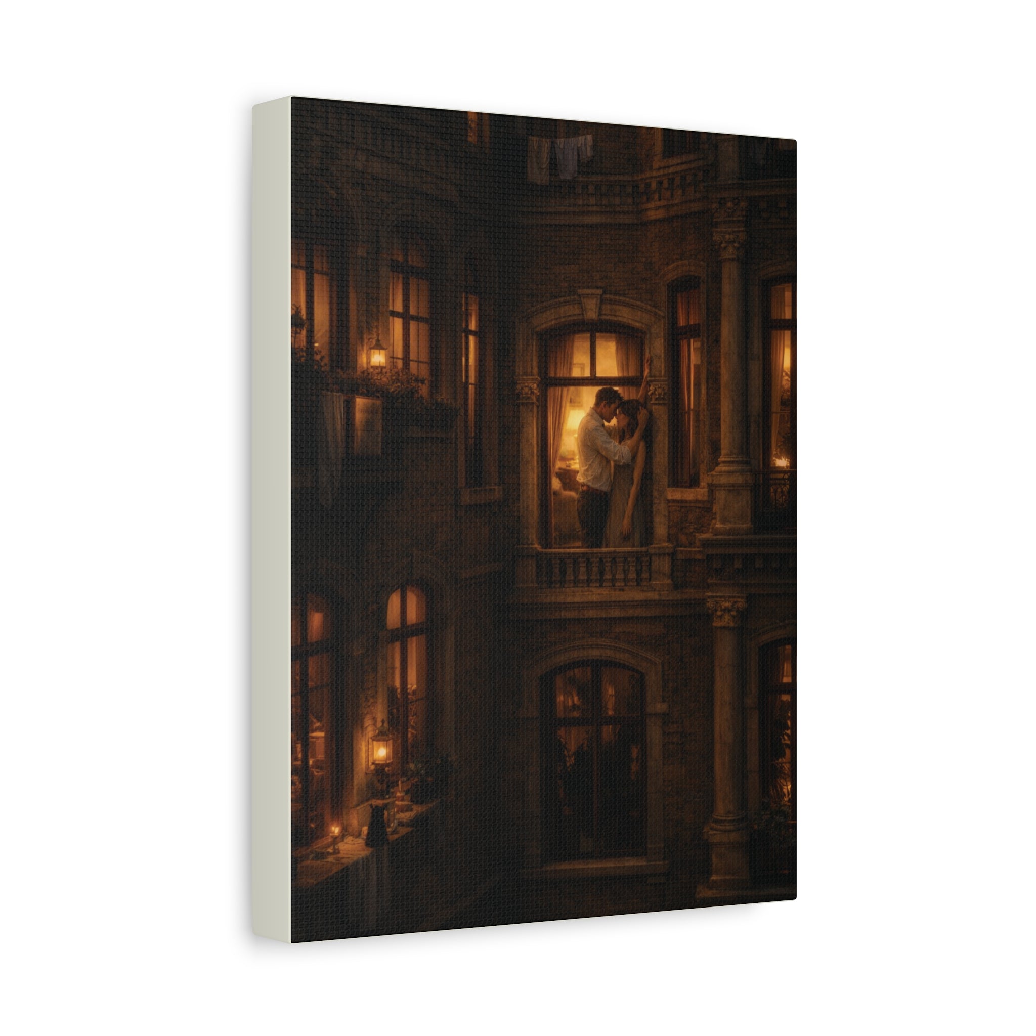 A Quiet Balcony at Night – Romantic Matte Canvas Wall Art 🌙✨