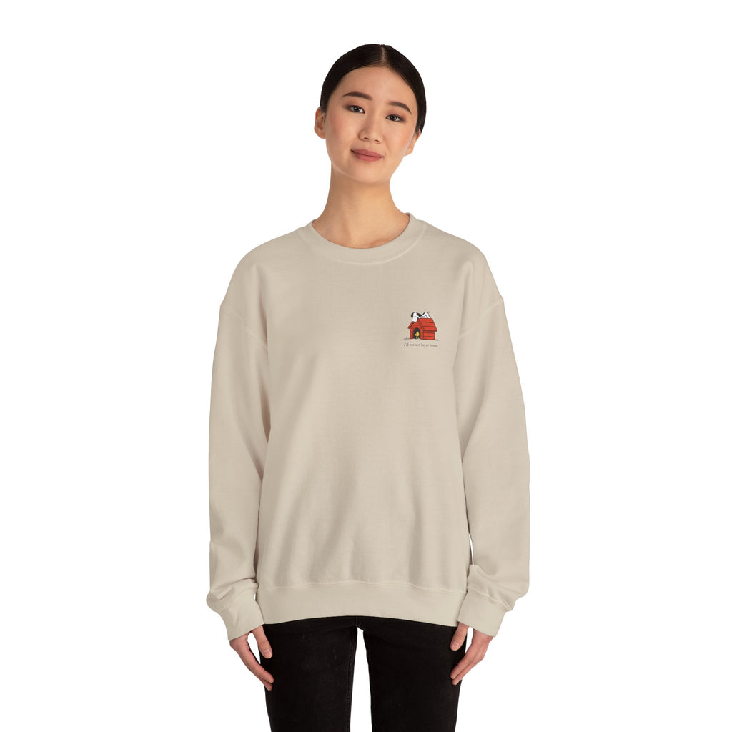 I’d Rather Be at Home Crewneck Sweatshirt 🏠🐶 | Cozy Snoopy-Inspired Minimal Graphic