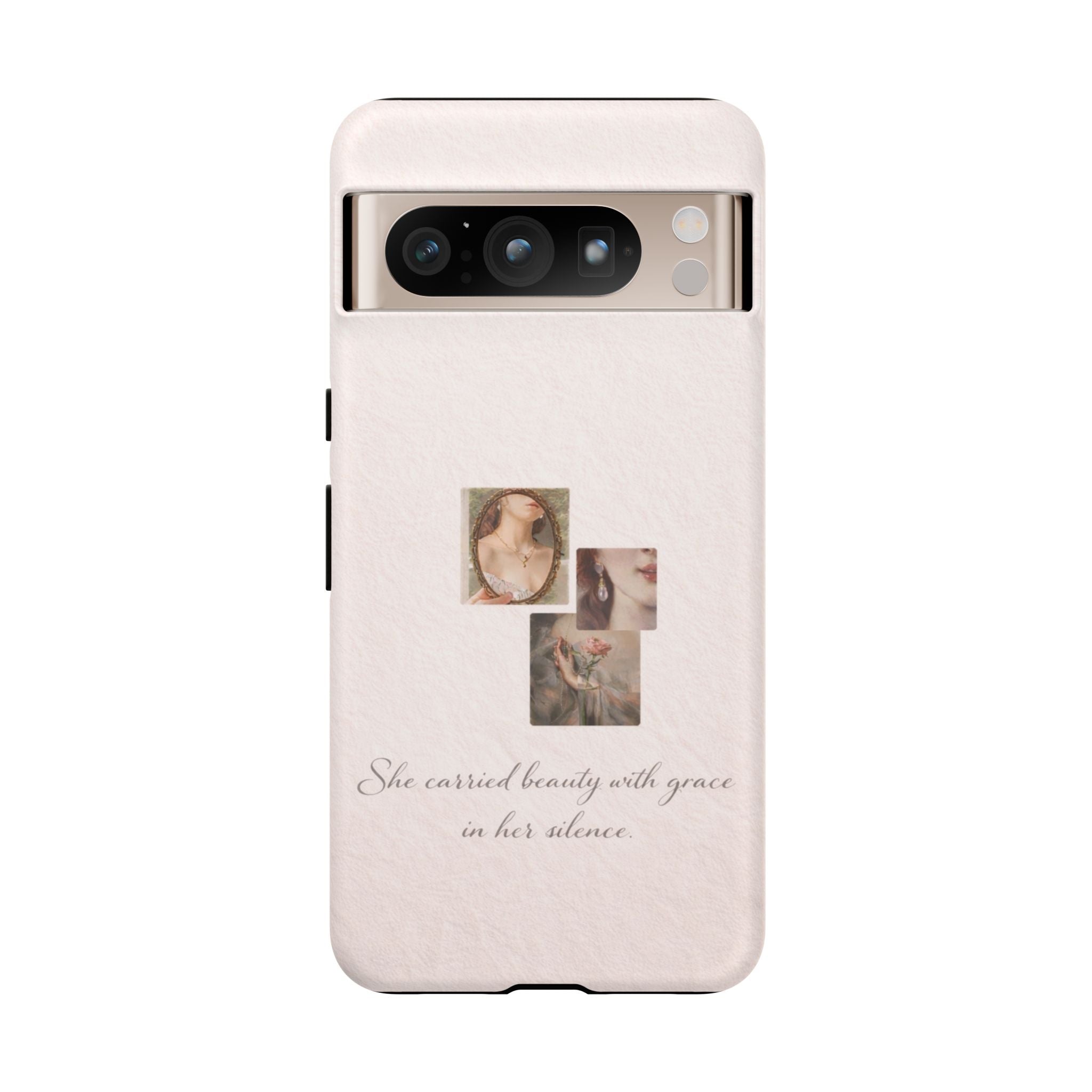 Phone Case — 'She Carried Beauty With Grace in Her Silence' Vintage Art Floral Design🩷