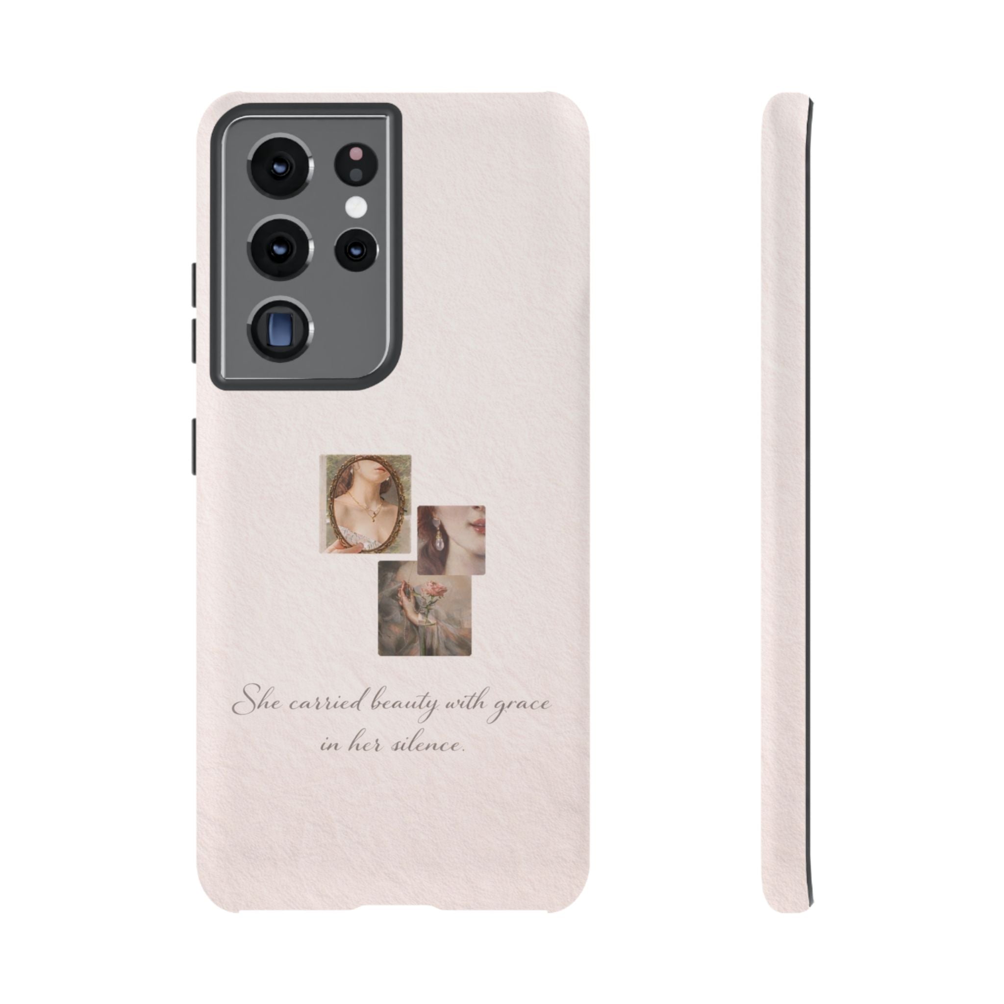 Phone Case — 'She Carried Beauty With Grace in Her Silence' Vintage Art Floral Design🩷