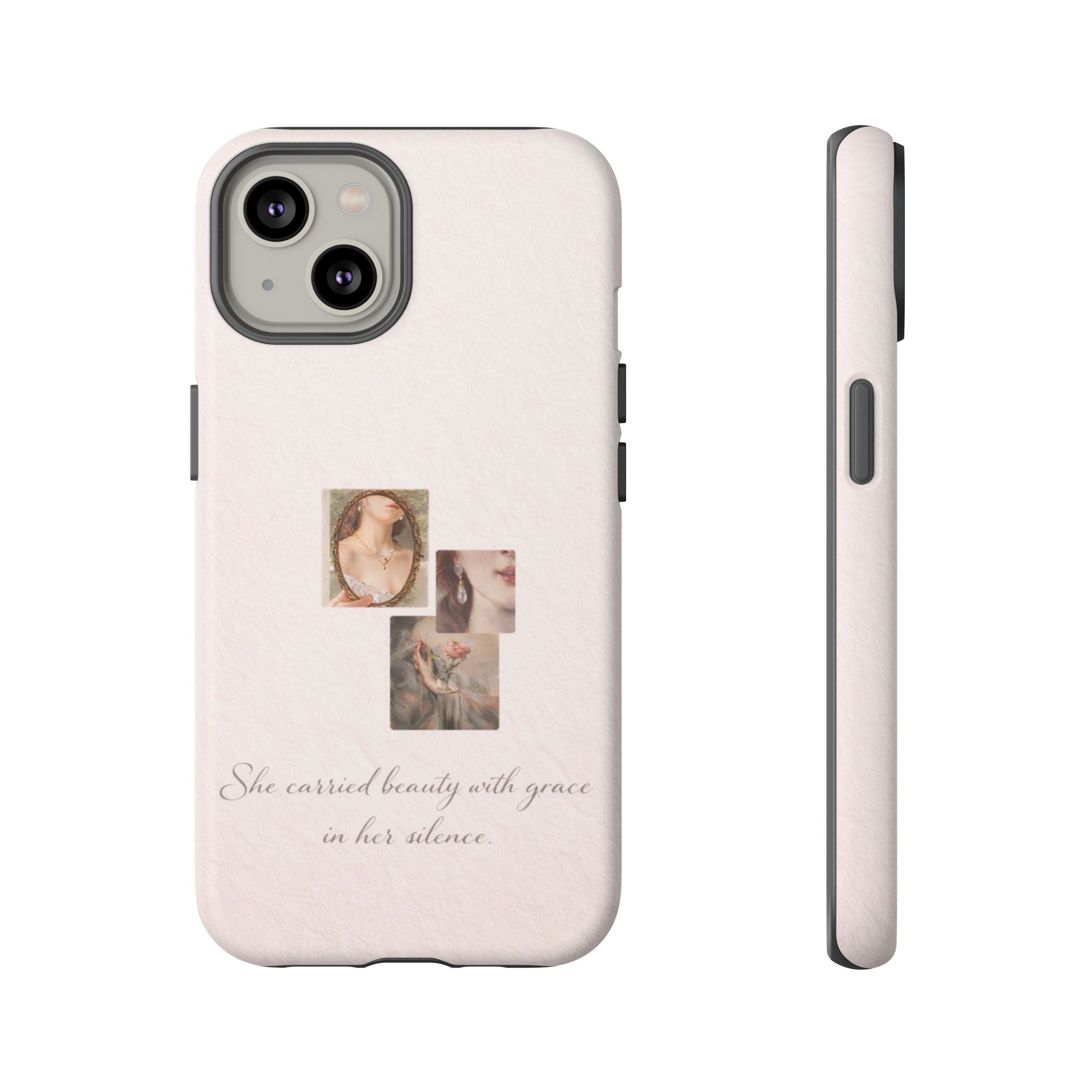 Phone Case — 'She Carried Beauty With Grace in Her Silence' Vintage Art Floral Design🩷