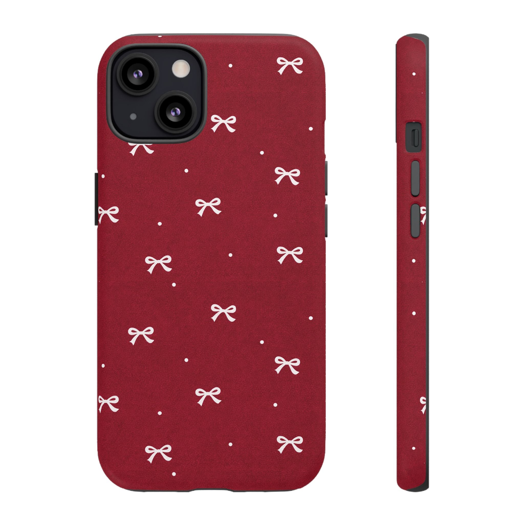 Red Bow Pattern Phone Case | Cute Minimal iPhone Case | Vintage Coquette Aesthetic Cover | Tough Protective Case