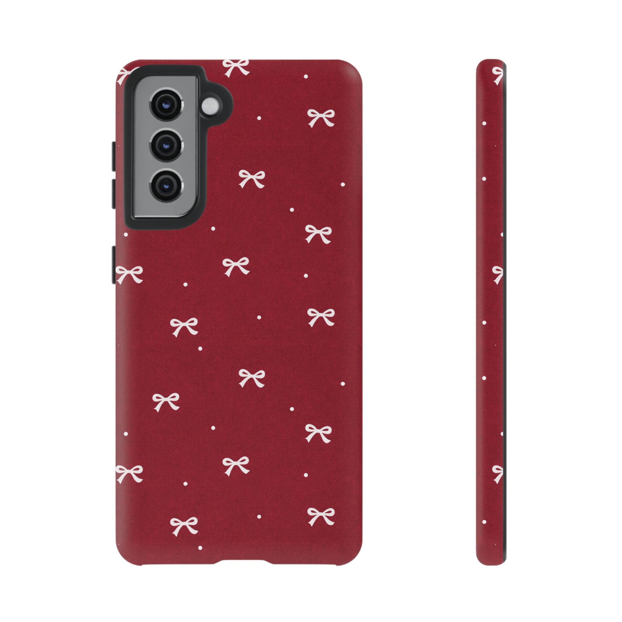 Red Bow Pattern Phone Case | Cute Minimal iPhone Case | Vintage Coquette Aesthetic Cover | Tough Protective Case