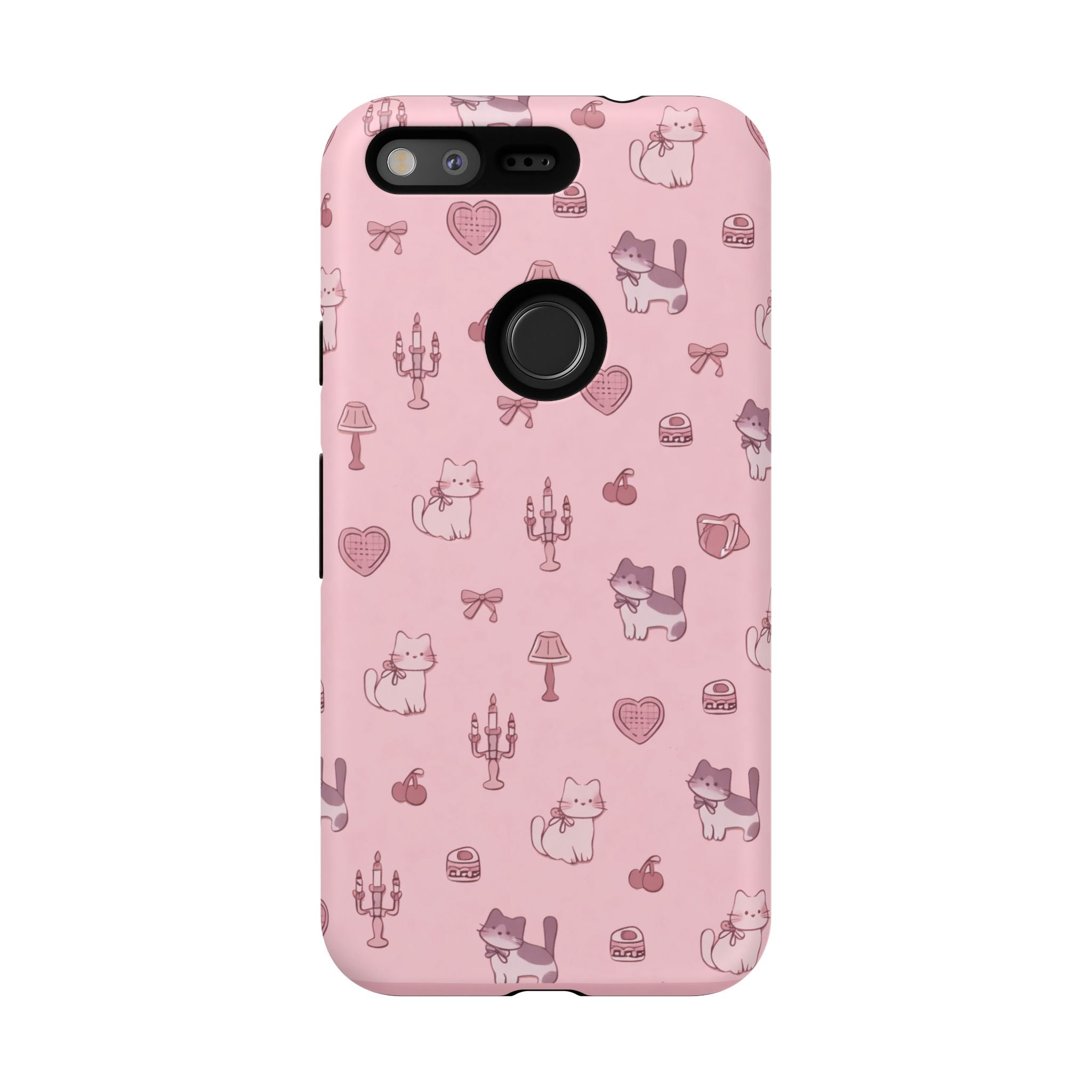 Pink Kawaii Cat Pattern Tough Phone Case🎀💕🐈
