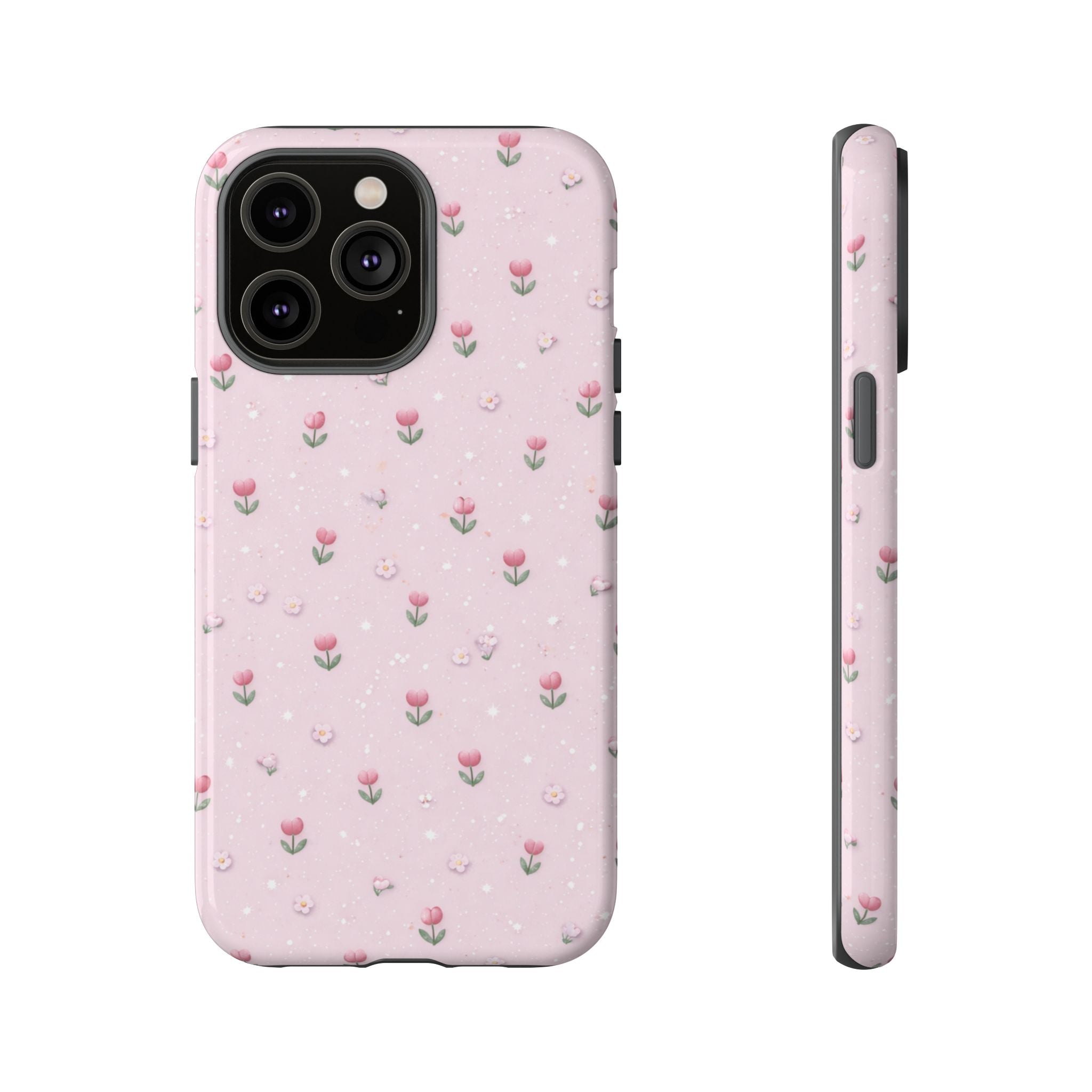 Pink Tiny Tulip Tough Phone Case - Floral Protective iPhone Cover🌷🩷