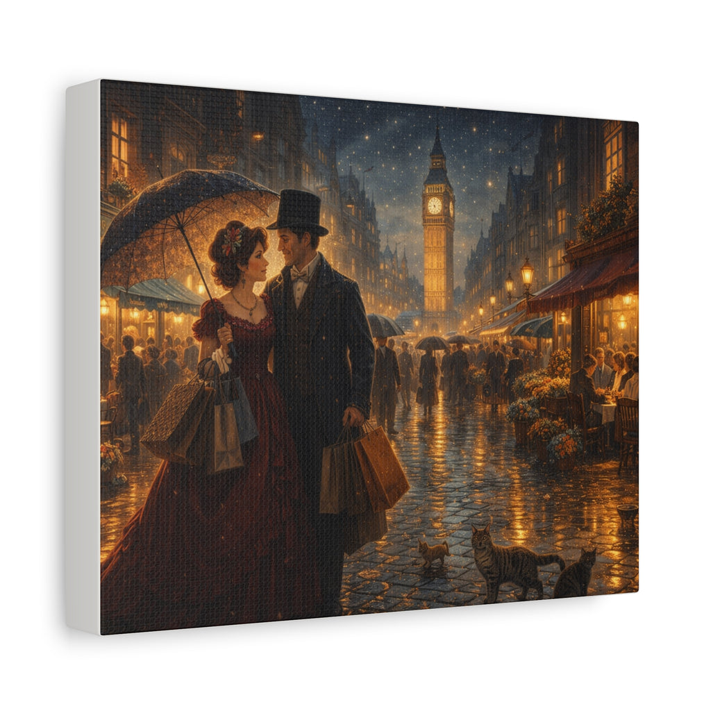 🕯️ Victorian London Rainy Evening Canvas — A Love Story Under Gaslight ✨