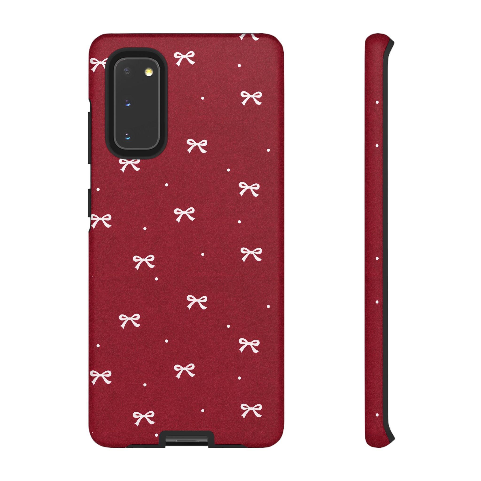 Red Bow Pattern Phone Case | Cute Minimal iPhone Case | Vintage Coquette Aesthetic Cover | Tough Protective Case