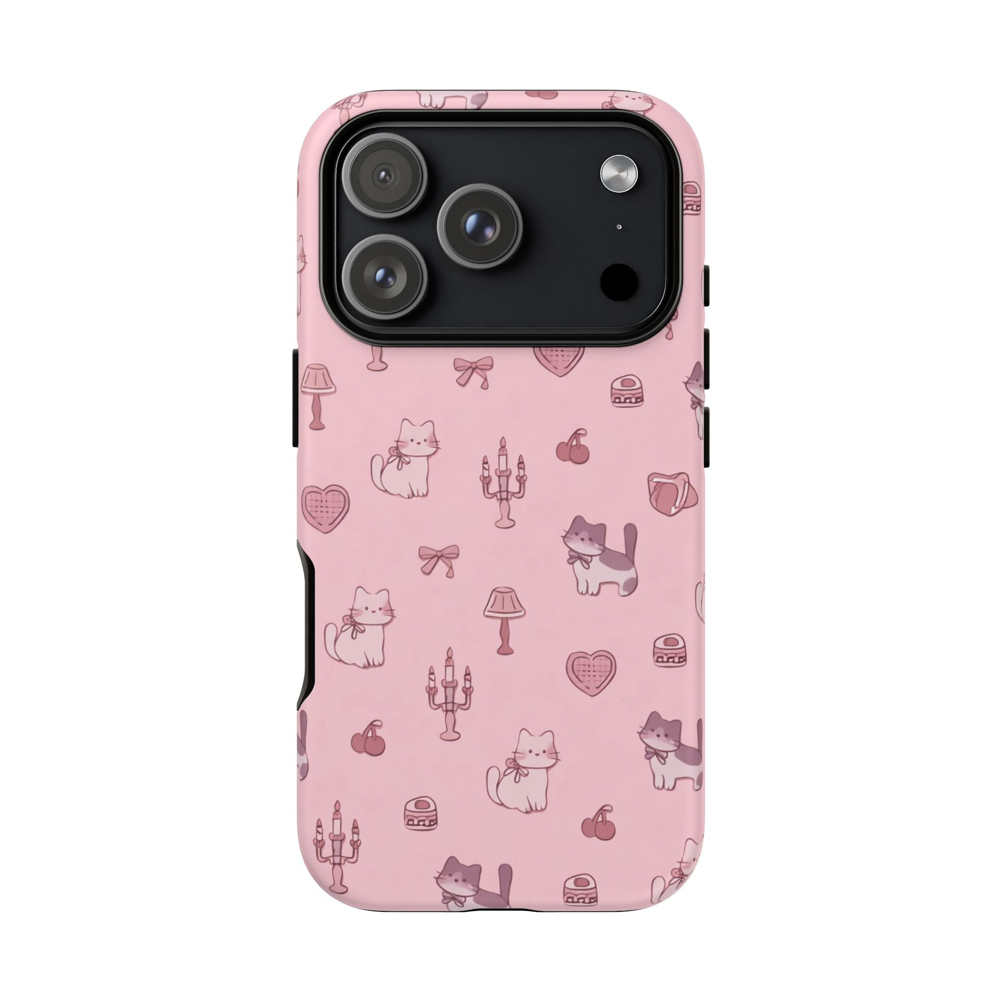 Pink Kawaii Cat Pattern Tough Phone Case🎀💕🐈