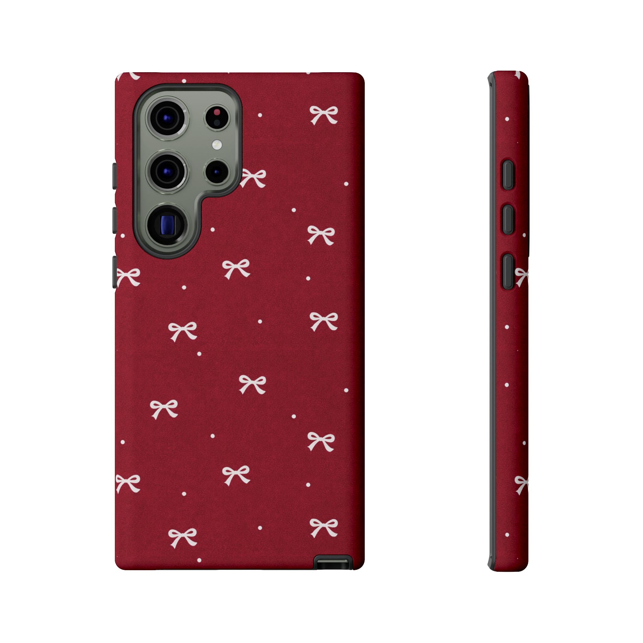 Red Bow Pattern Phone Case | Cute Minimal iPhone Case | Vintage Coquette Aesthetic Cover | Tough Protective Case